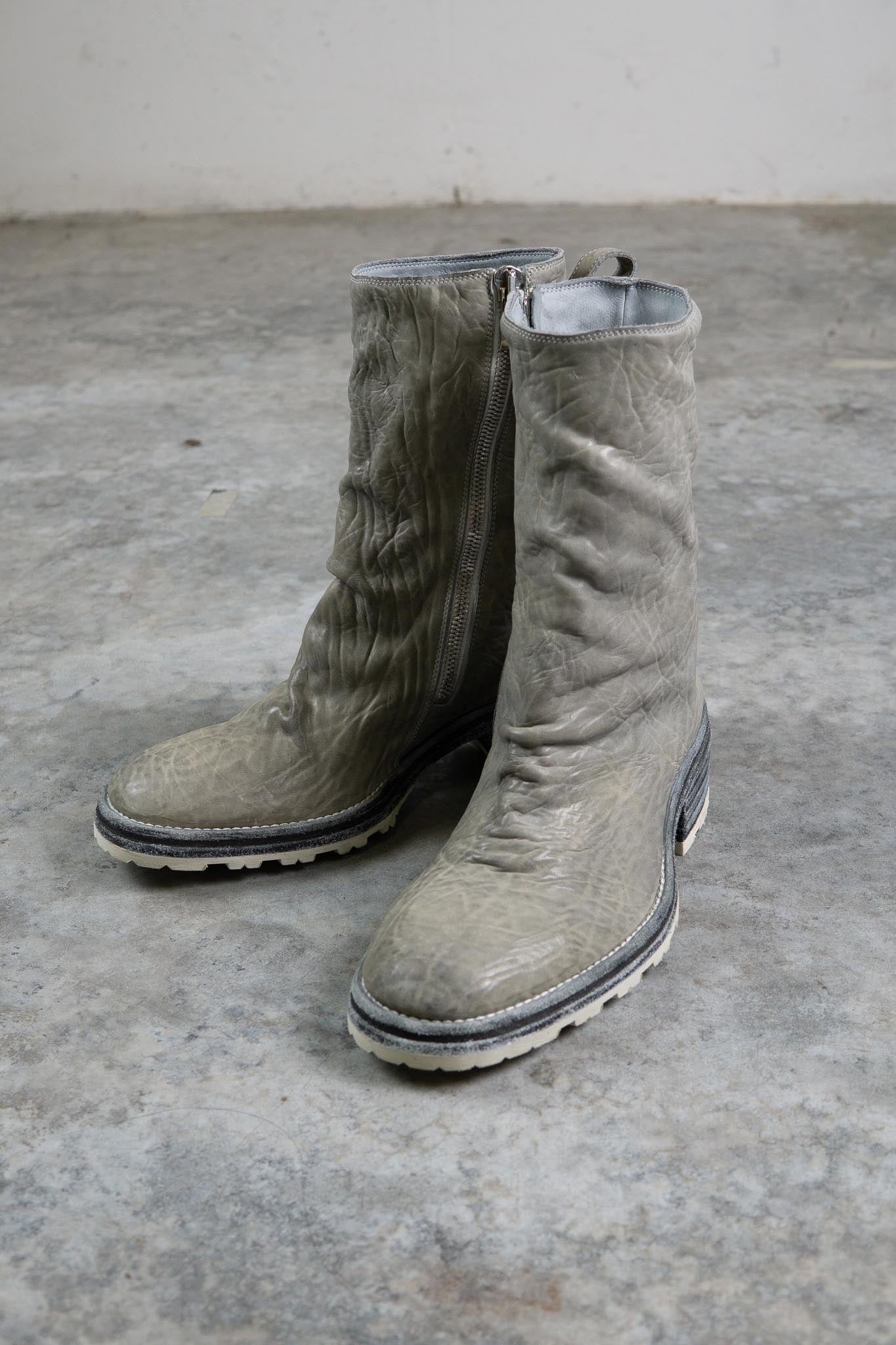 HORSE WHTE RG LEATHER SZ-1L SIDE ZIP LONG LINED #2LEATHER SOLES+VIBRAM  PIECE DYED