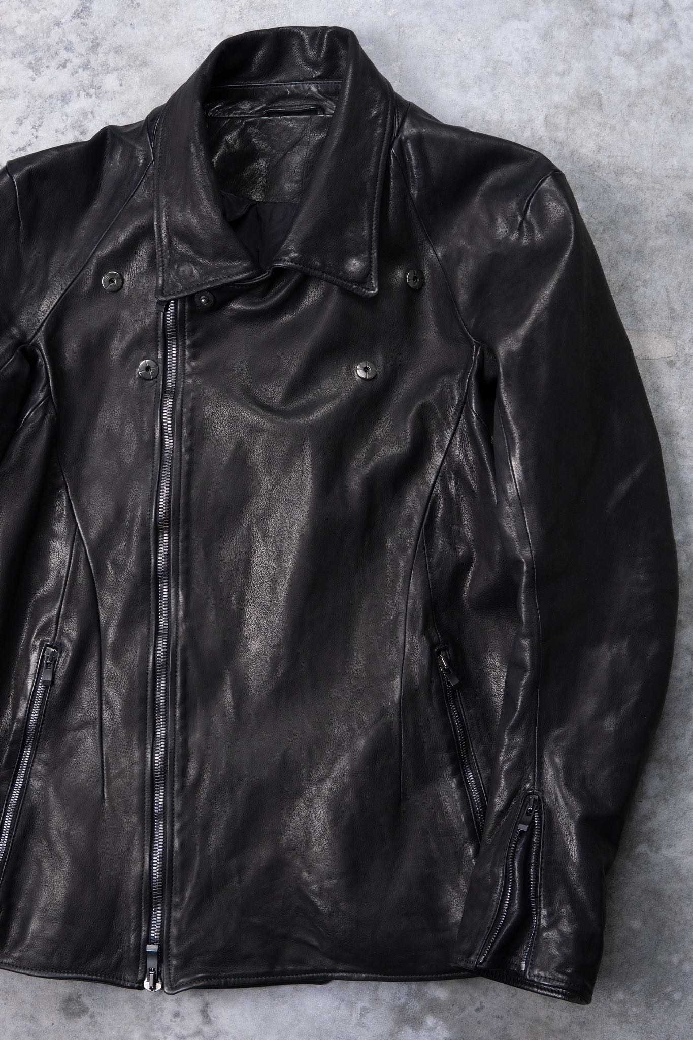 BUFFALO LEATHER DOUBLE BREAST MOTO DARTS SHOULDER BLOUSON LINED JB-3