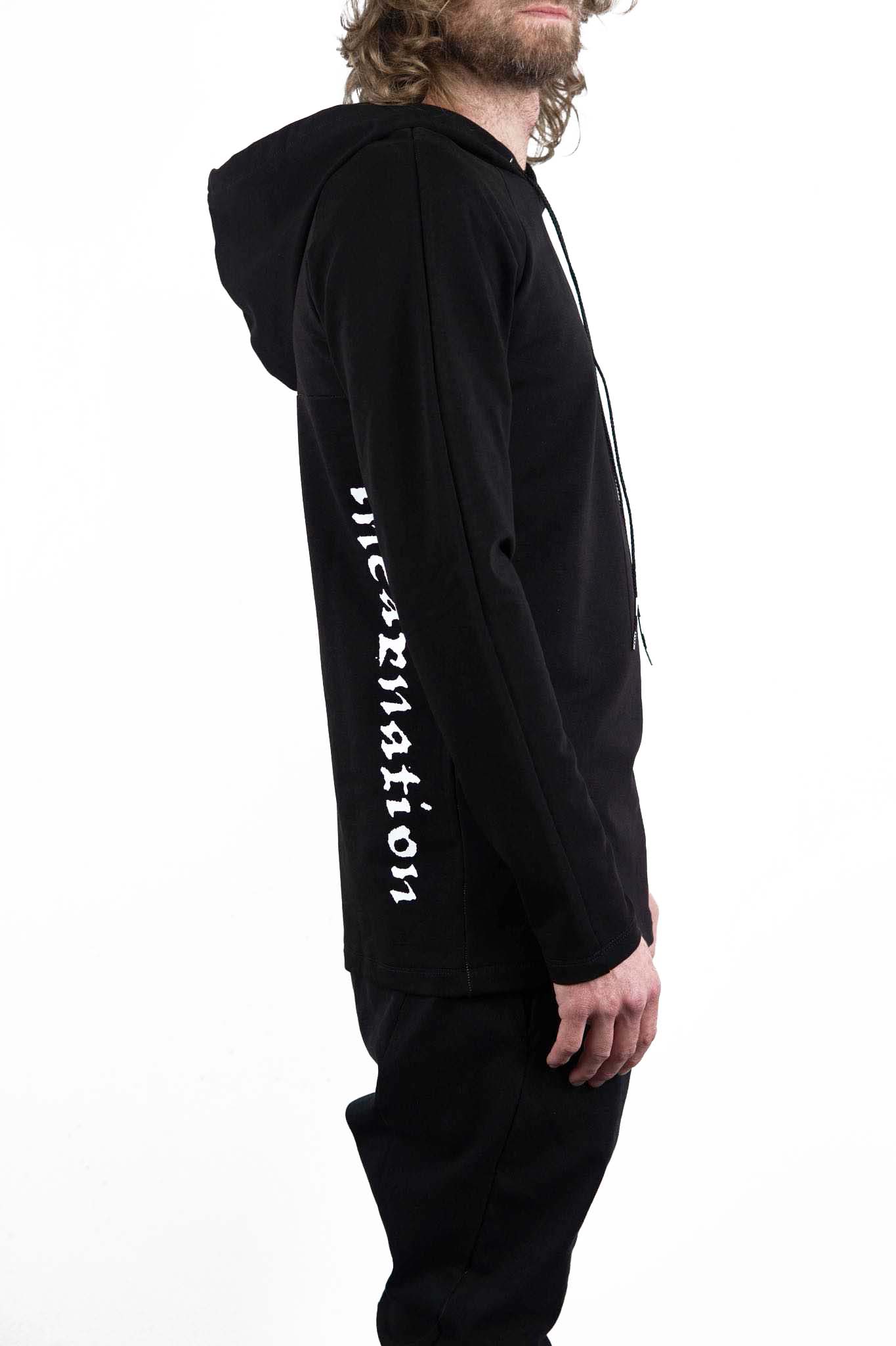 CUT & SAWN HOODED RAGLAN LONG SLEEVE