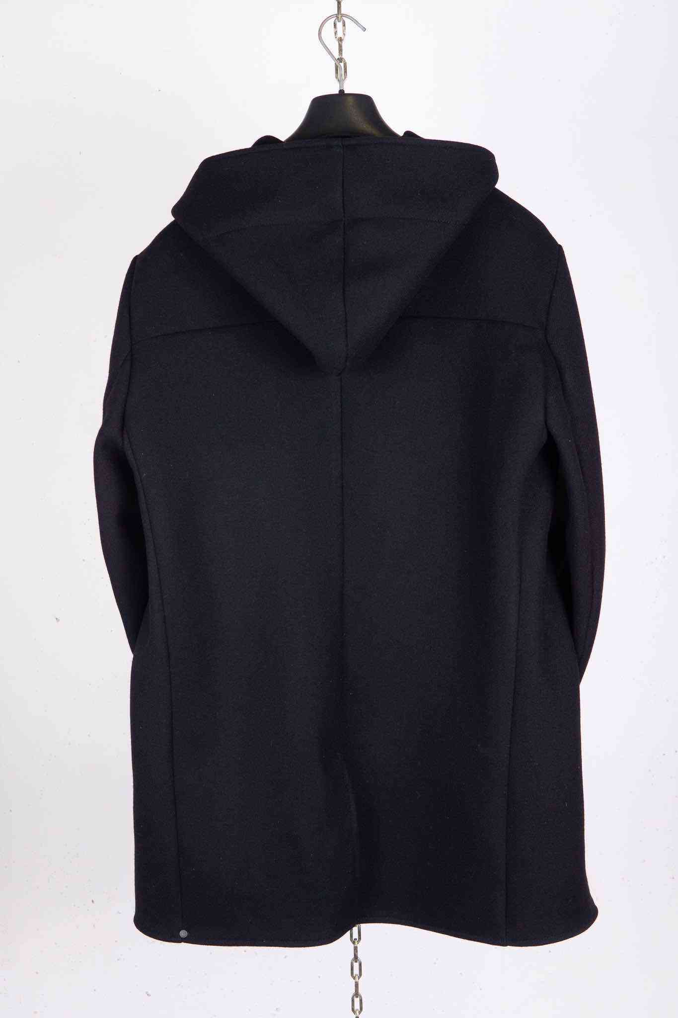 VIRGIN WOOL 100% W/BREAST HOODED BUTTON COAT LINED