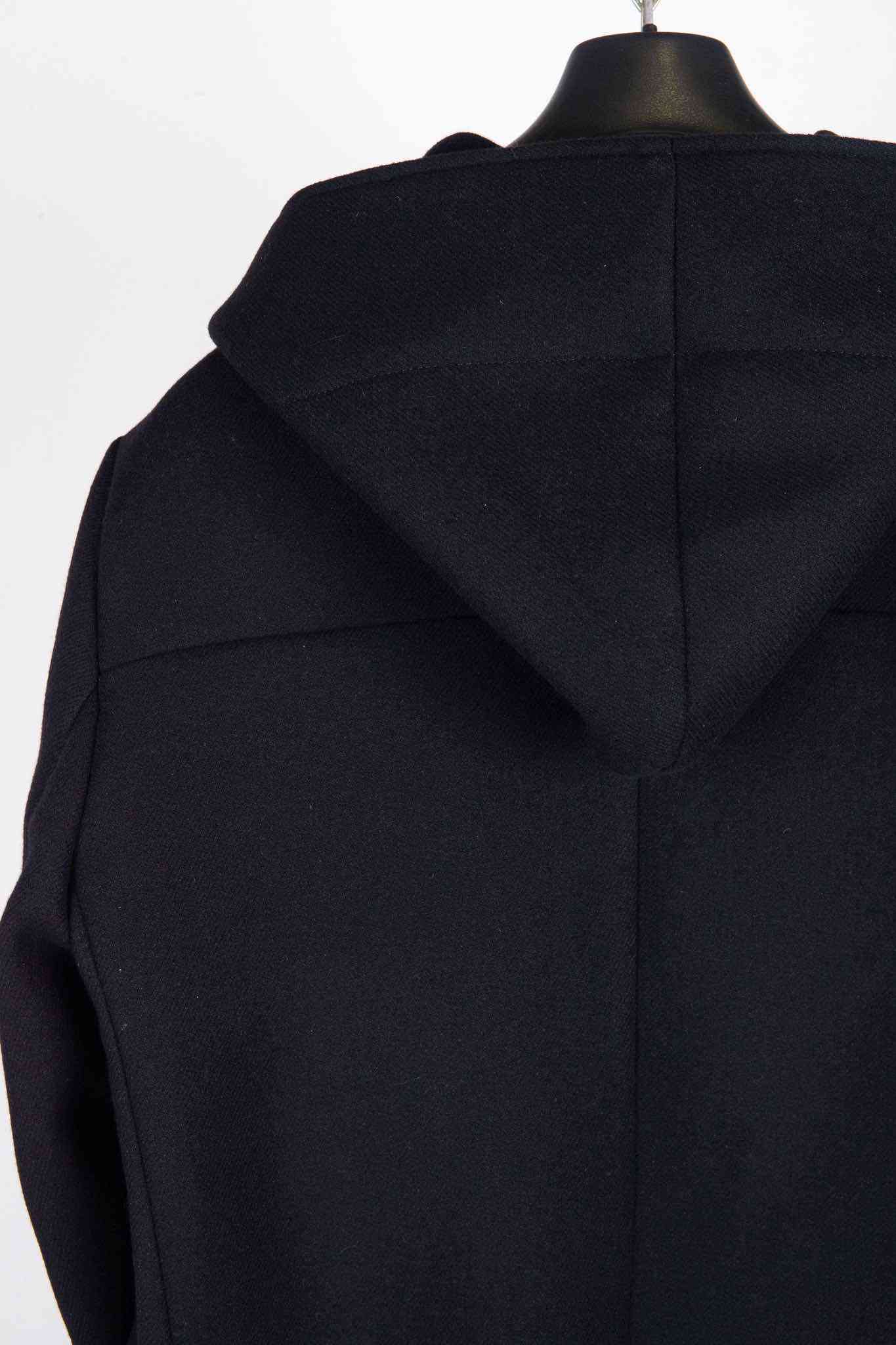 VIRGIN WOOL 100% W/BREAST HOODED BUTTON COAT LINED
