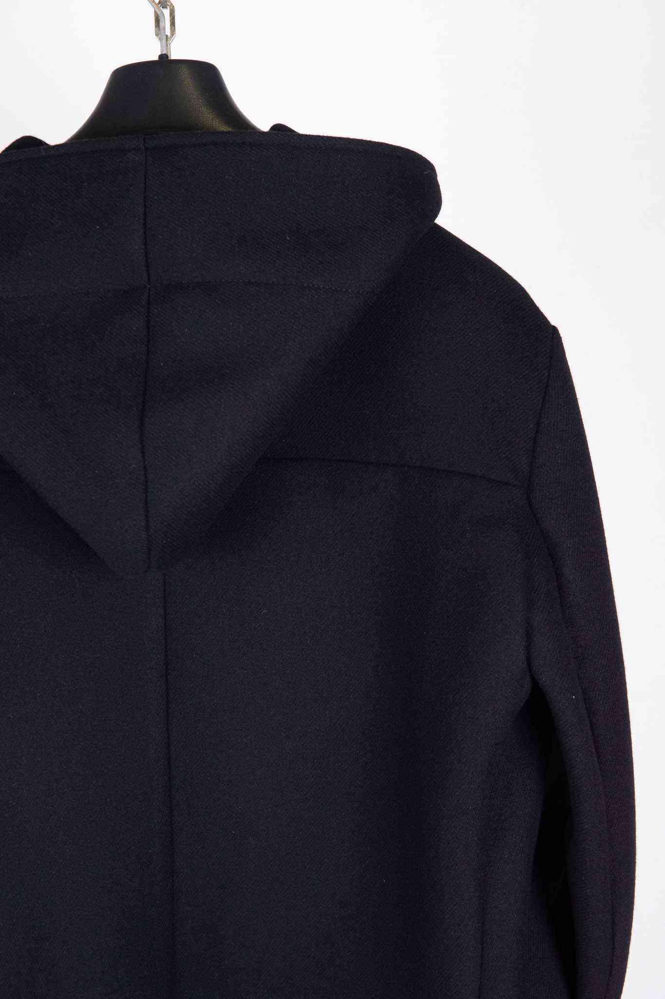 VIRGIN WOOL 100% W/BREAST HOODED BUTTON COAT LINED