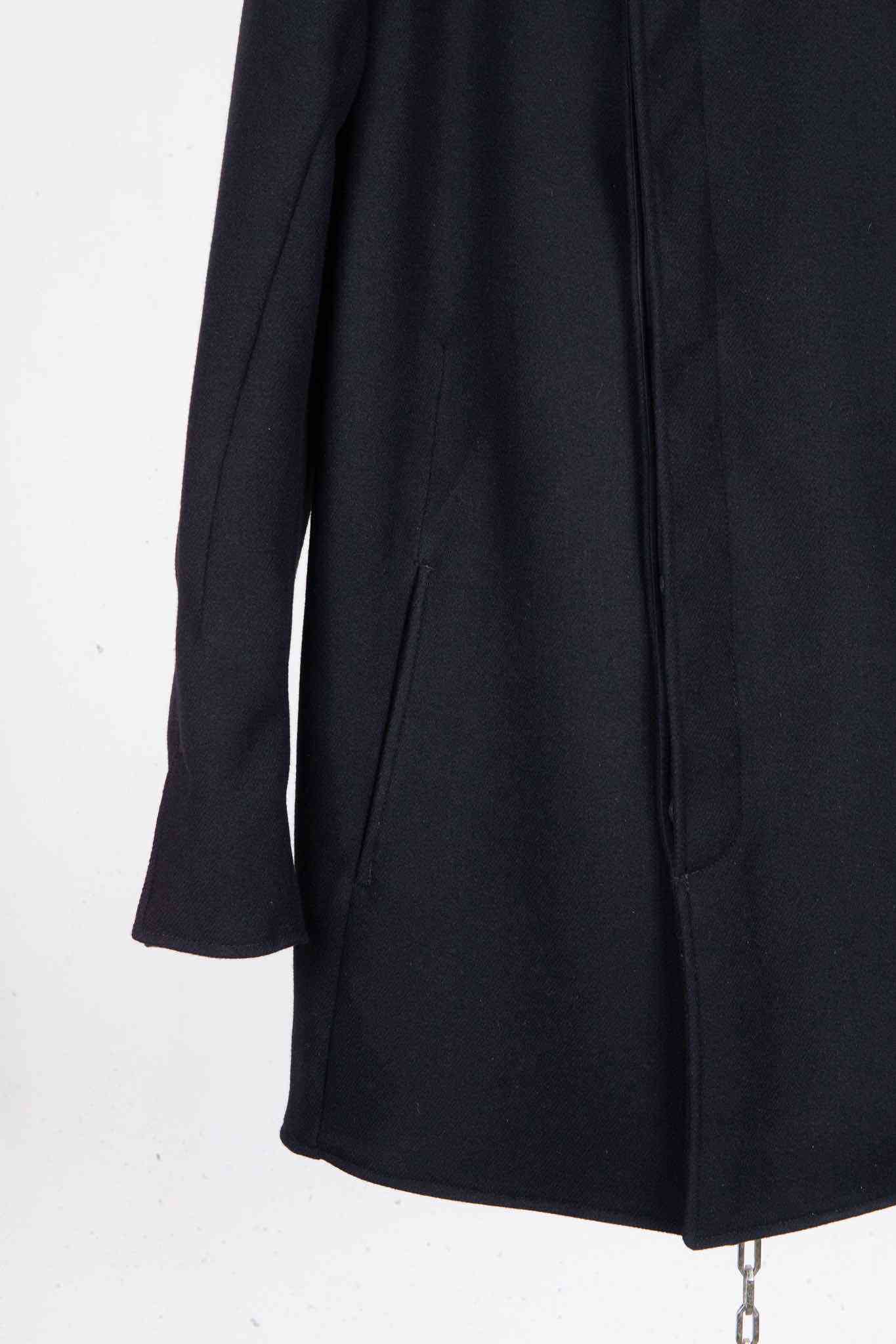 VIRGIN WOOL 100% W/BREAST HOODED BUTTON COAT LINED