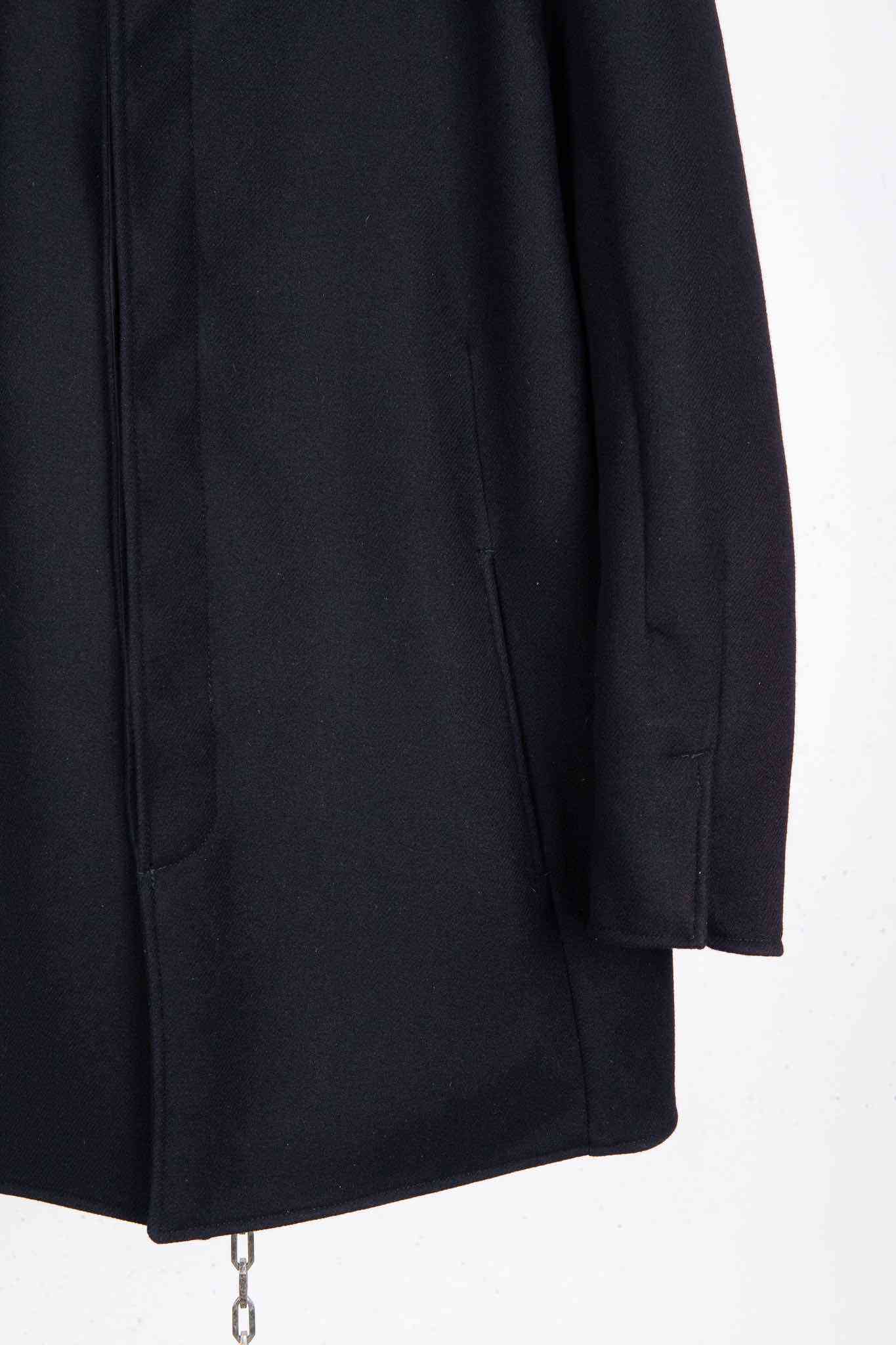 VIRGIN WOOL 100% W/BREAST HOODED BUTTON COAT LINED