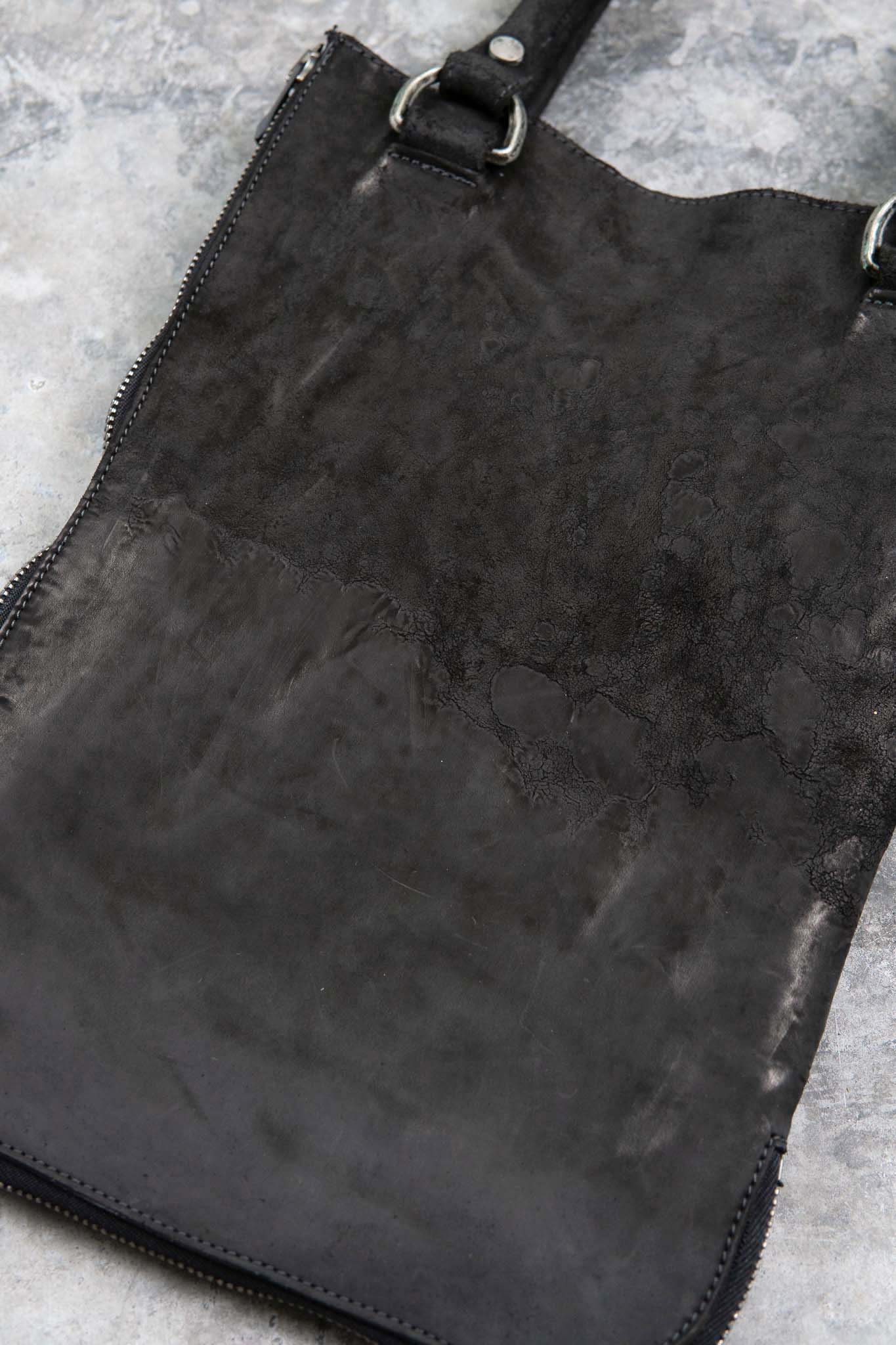 HORSE BUTT LEATHER BAG TOTO WB-1 UNLINED WITH SMALL PURSE AND GLASSES CASE PIECE DYED