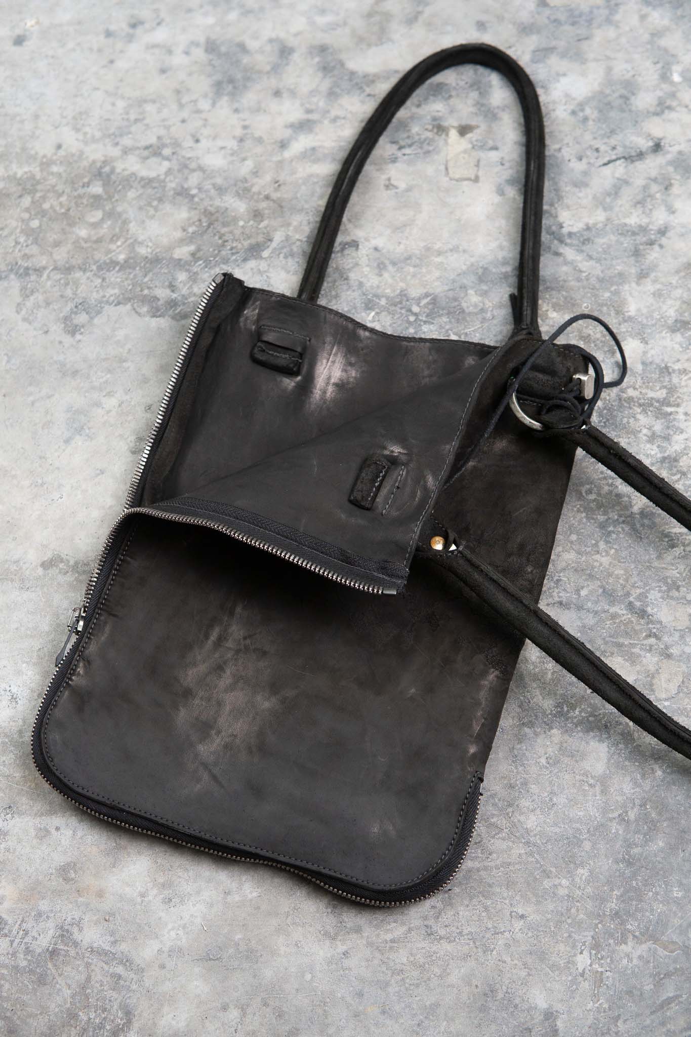 HORSE BUTT LEATHER BAG TOTO WB-1 UNLINED WITH SMALL PURSE AND GLASSES CASE PIECE DYED