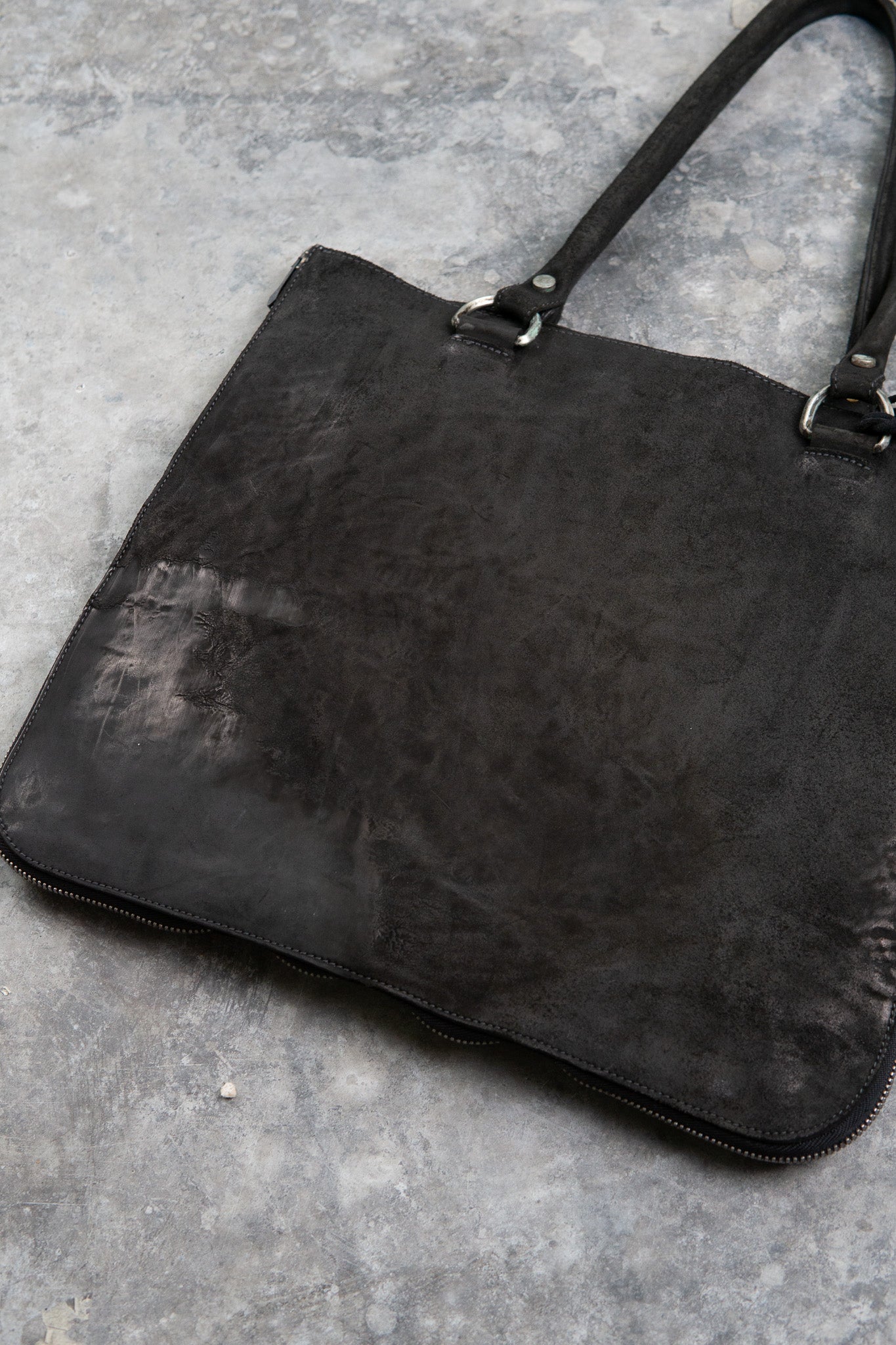 HORSE BUTT LEATHER BAG TOTO WB-2 UNLINED  WITH MEDIUM PURSE AND GLASSES CASE PIECE DYED