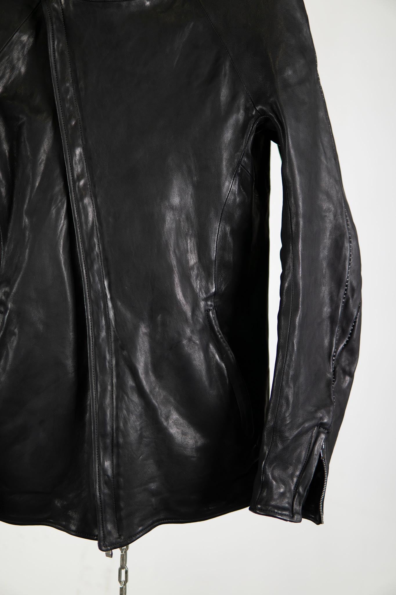 HEAVY WEIGHT SHEEP LEATHER ZIP FRONT HOODED BLOUSON LINED SJ-4