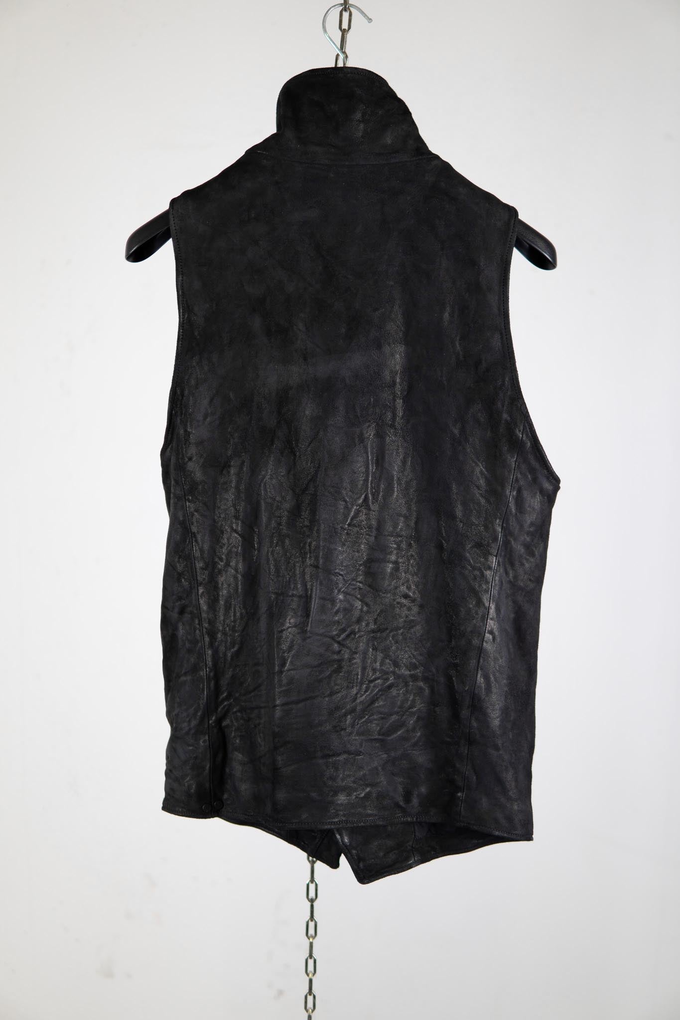 HEAVY WEIGHT SHEEP LEATHER HIGH COLLAR ZIP VEST LINED HV-1