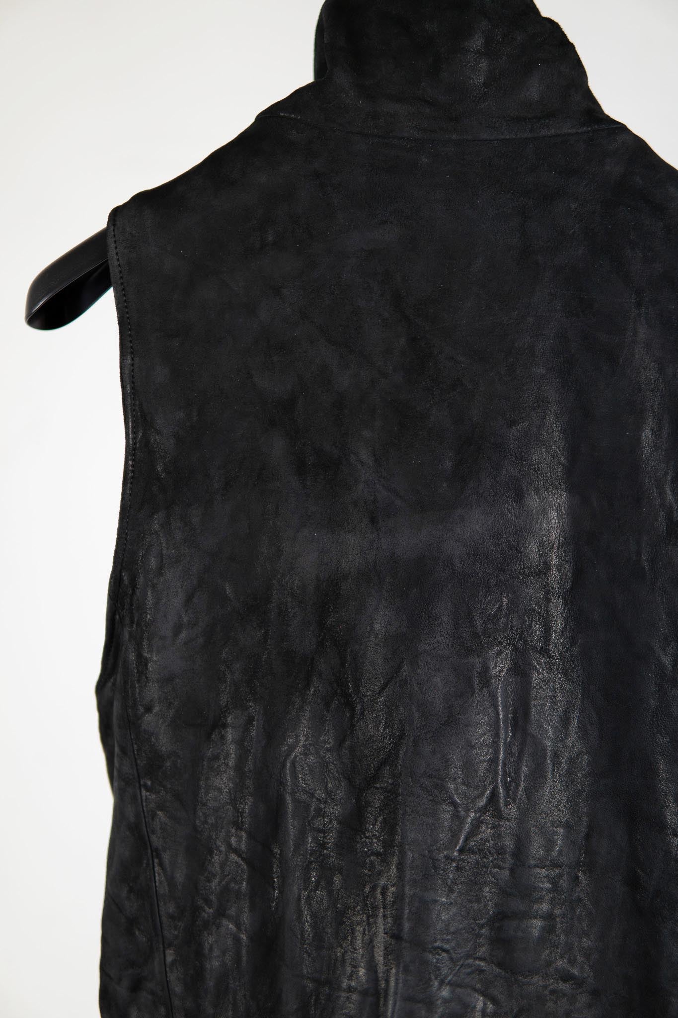 HEAVY WEIGHT SHEEP LEATHER HIGH COLLAR ZIP VEST LINED HV-1