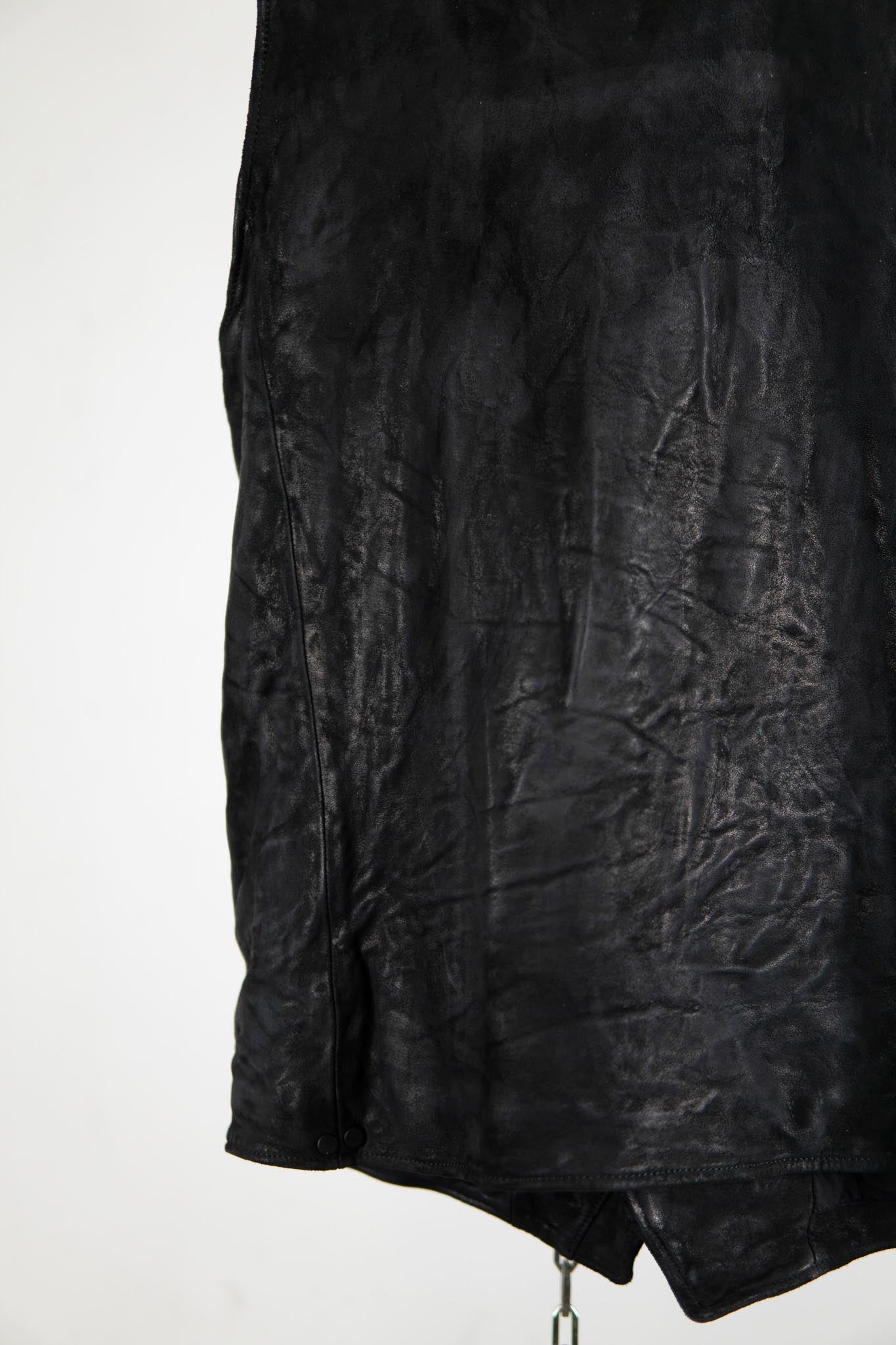 HEAVY WEIGHT SHEEP LEATHER HIGH COLLAR ZIP VEST LINED HV-1