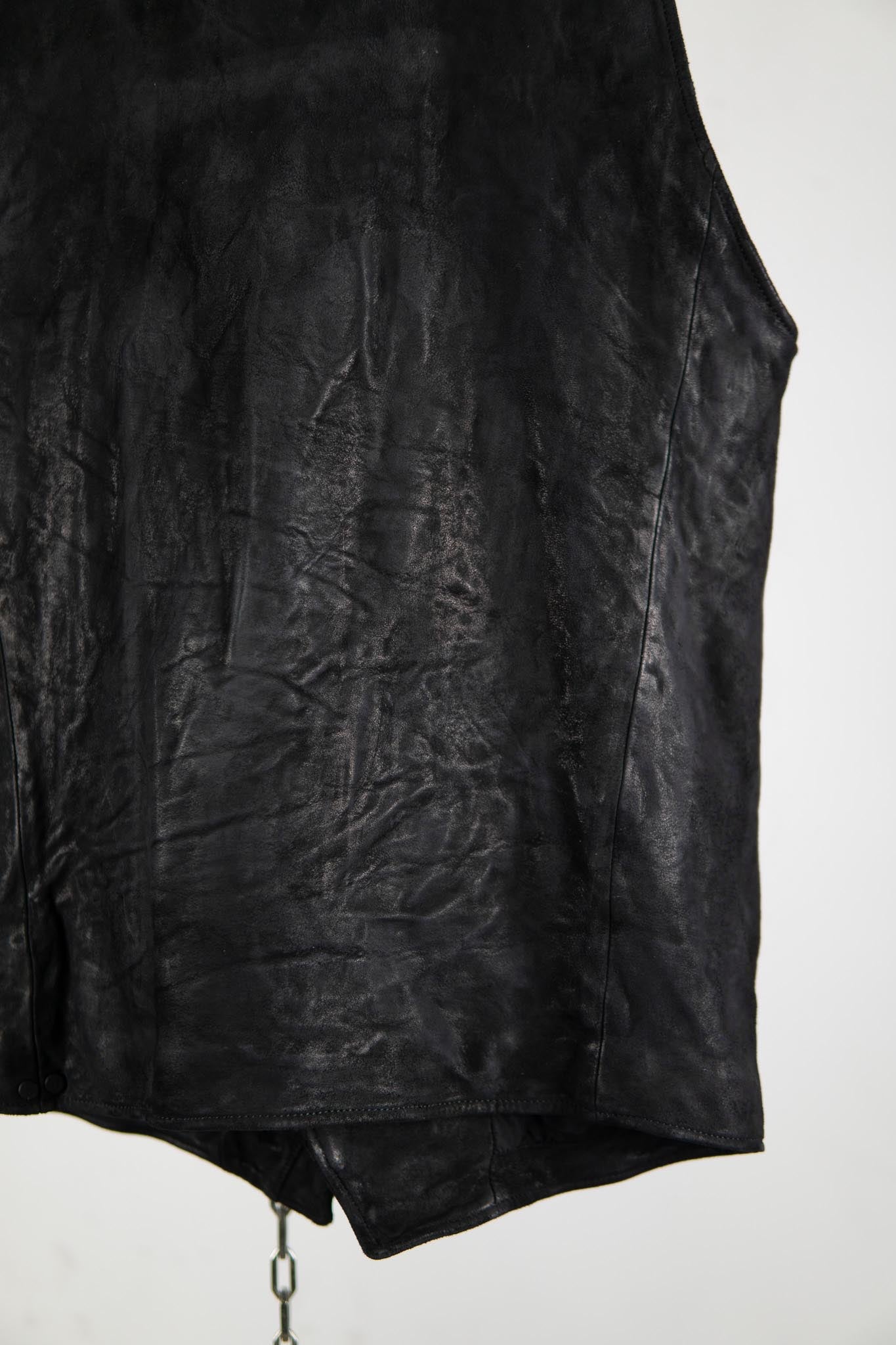 HEAVY WEIGHT SHEEP LEATHER HIGH COLLAR ZIP VEST LINED HV-1