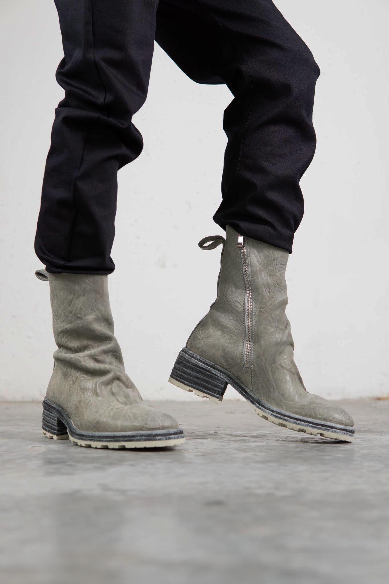 HORSE WHTE RG LEATHER SZ-1L SIDE ZIP LONG LINED #2LEATHER SOLES+VIBRAM  PIECE DYED