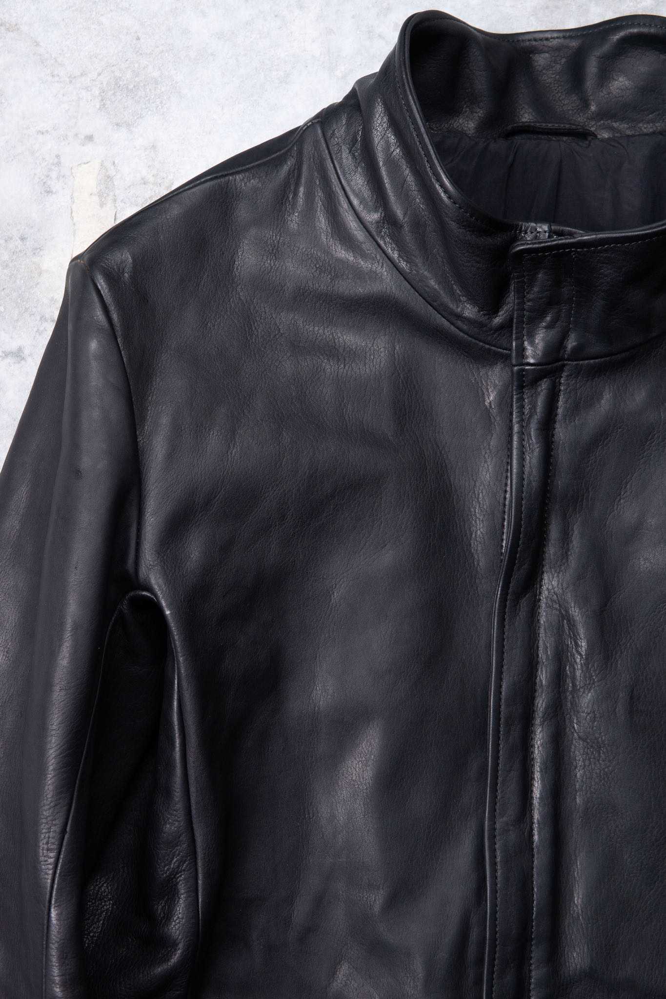 HEAVY WEIGHT BABY CALF LEATHER HI COLLAR ZIP BLOUSON JB-5 TYPE 2