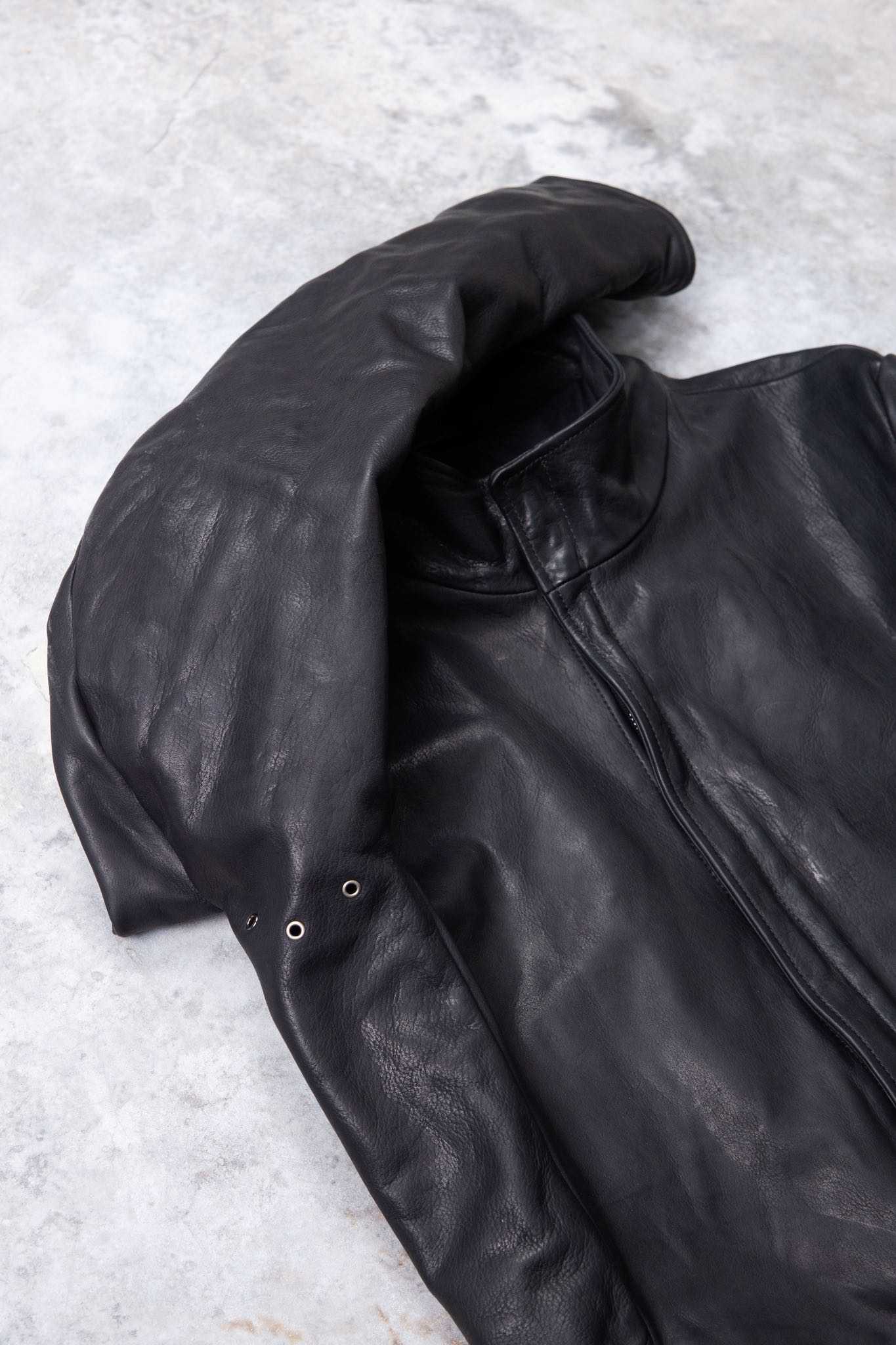 HEAVY WEIGHT BABY CALF LEATHER HI COLLAR ZIP BLOUSON JB-5 TYPE 2