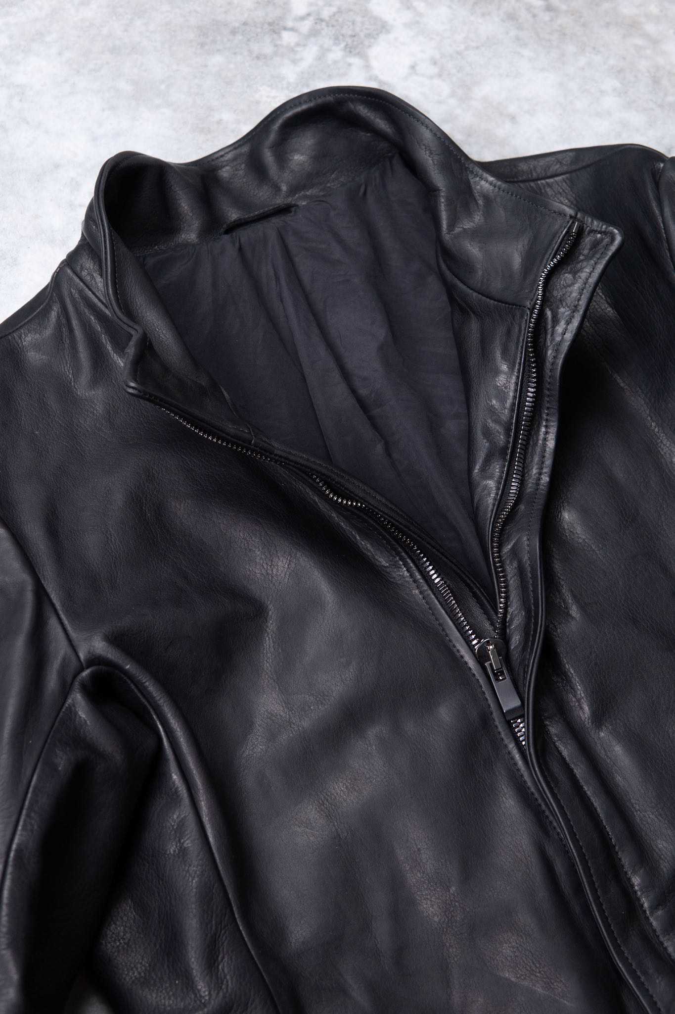 HEAVY WEIGHT BABY CALF LEATHER HI COLLAR ZIP BLOUSON JB-5 TYPE 2