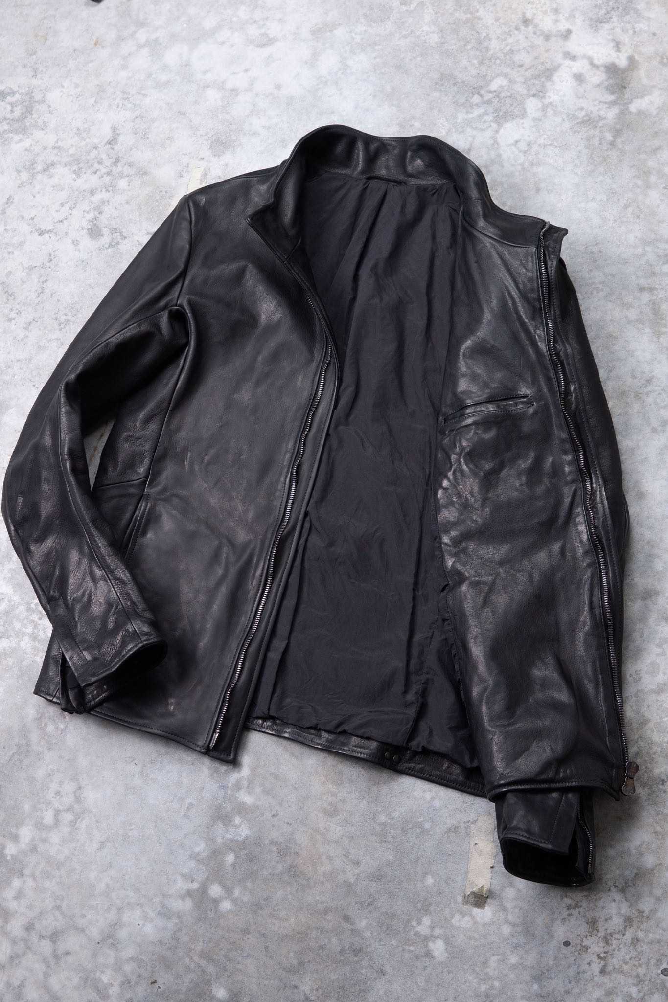 HEAVY WEIGHT BABY CALF LEATHER HI COLLAR ZIP BLOUSON JB-5 TYPE 2