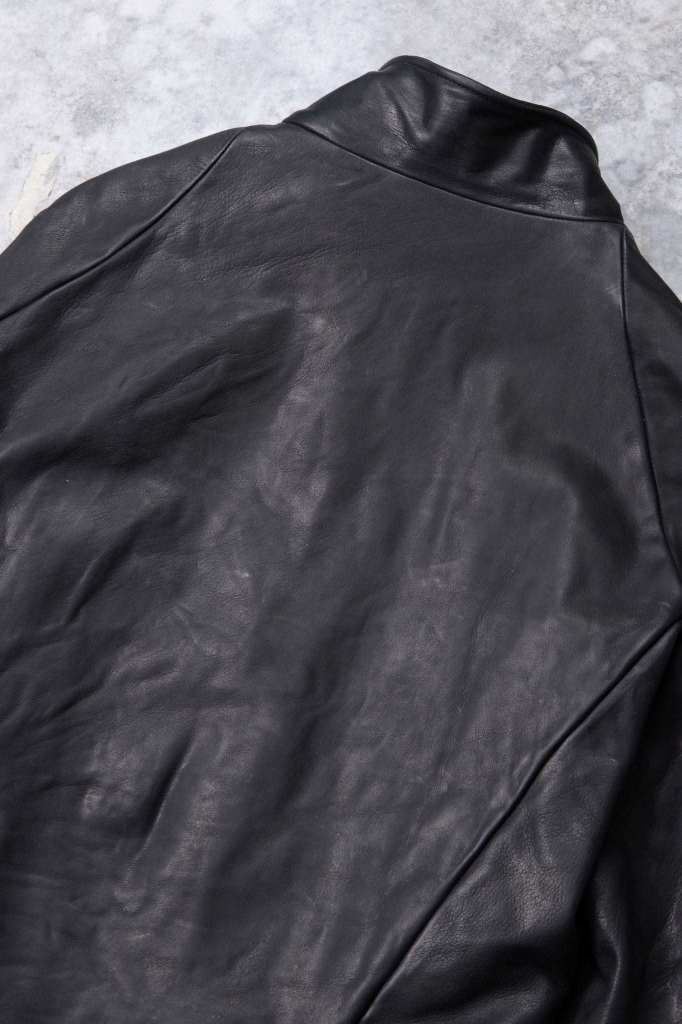 HEAVY WEIGHT BABY CALF LEATHER HI COLLAR ZIP BLOUSON JB-5 TYPE 2