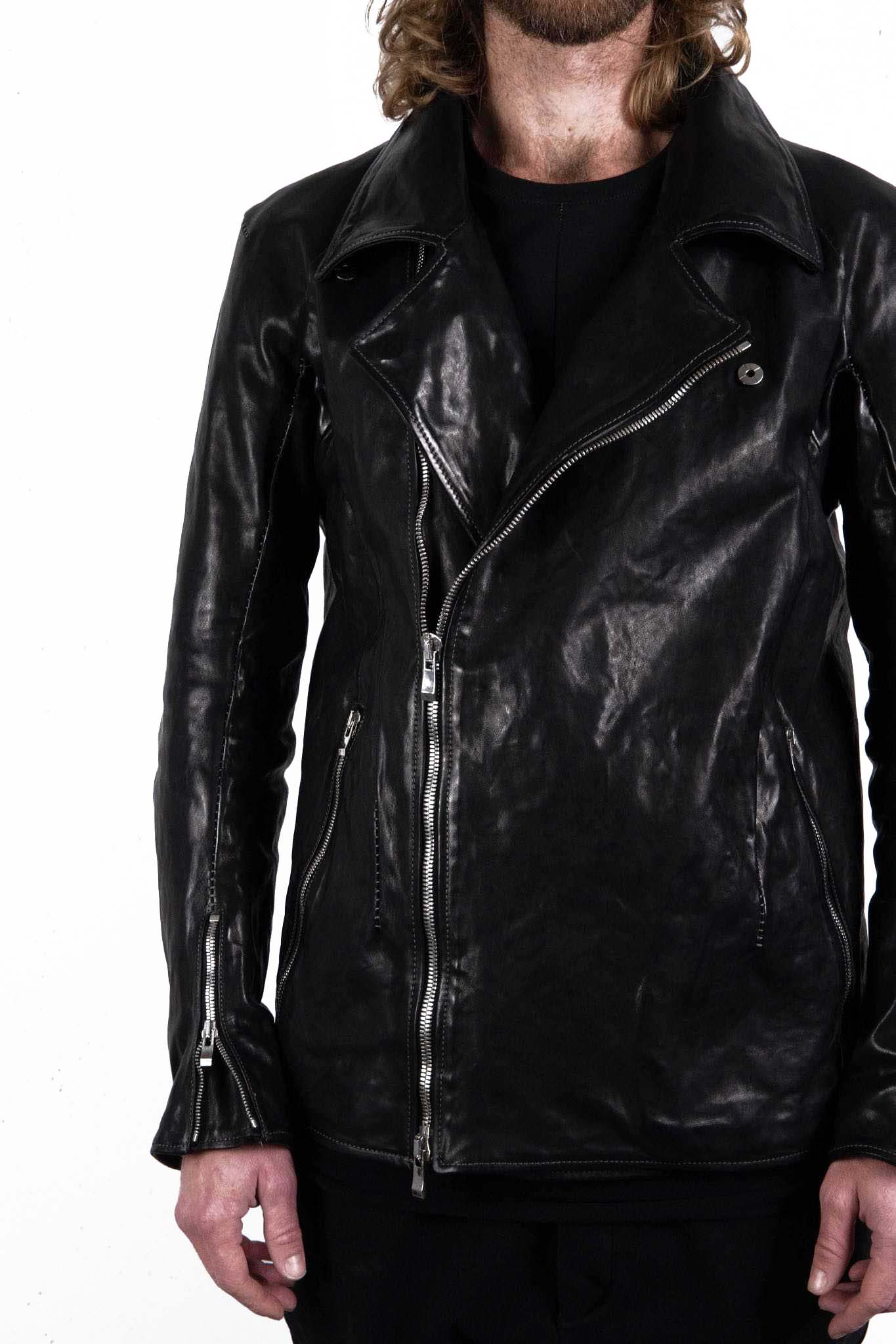 HORSE LEATHER DOUBLE BREAST MOTO DARTS SHOULDER BLOUSON LINED JB-3