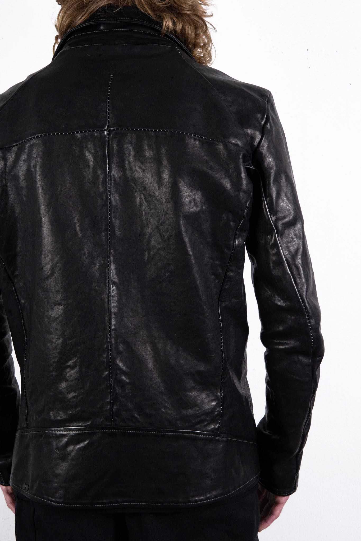 HORSE LEATHER DOUBLE BREAST MOTO DARTS SHOULDER BLOUSON LINED JB-3