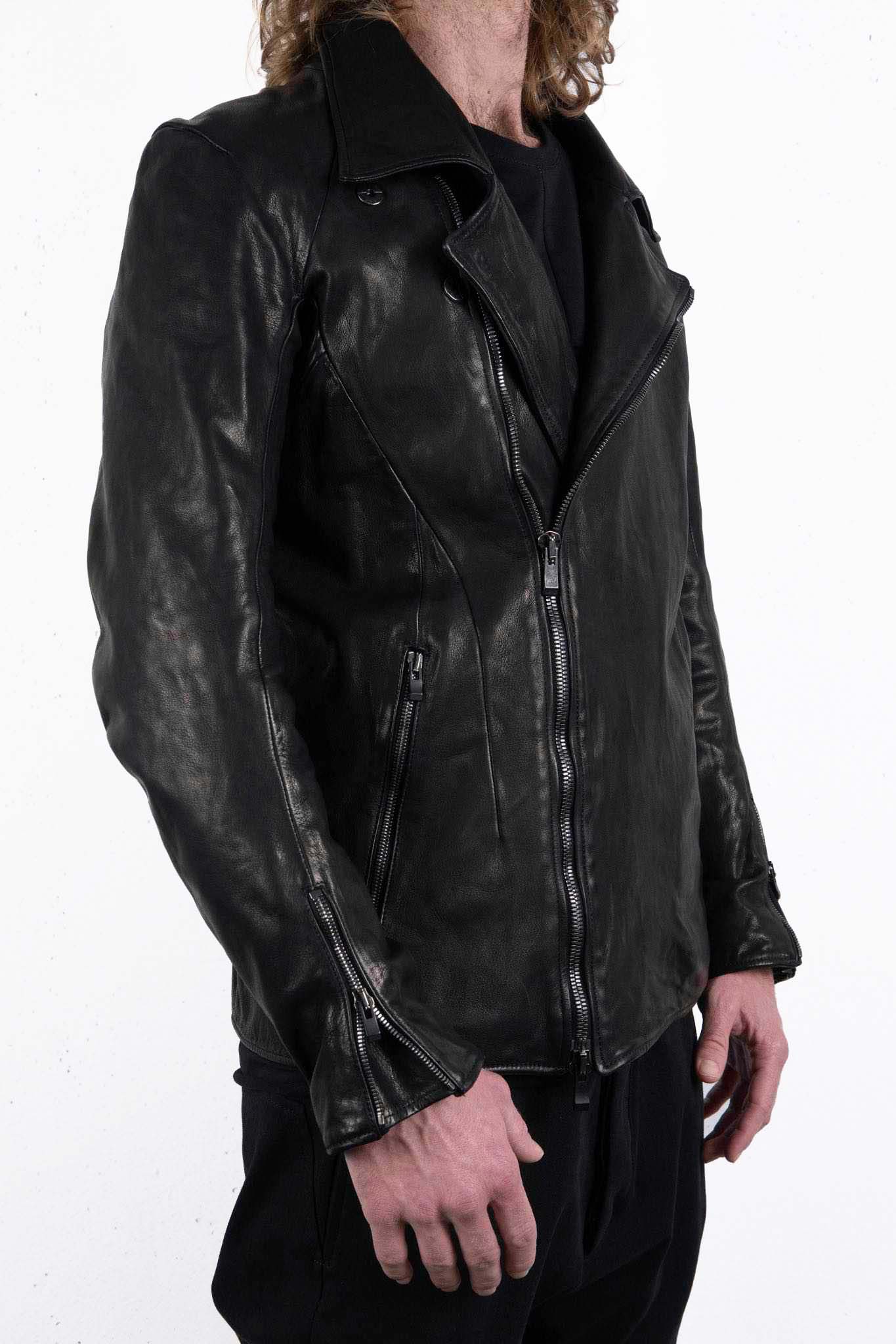 BUFFALO LEATHER DOUBLE BREAST MOTO DARTS SHOULDER BLOUSON LINED JB-3