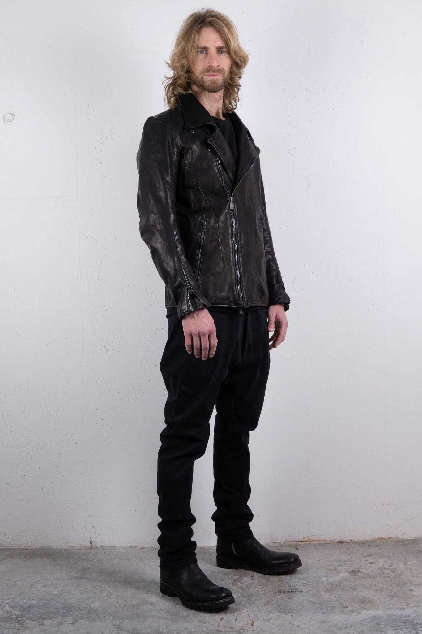 BUFFALO LEATHER DOUBLE BREAST MOTO DARTS SHOULDER BLOUSON LINED JB-3