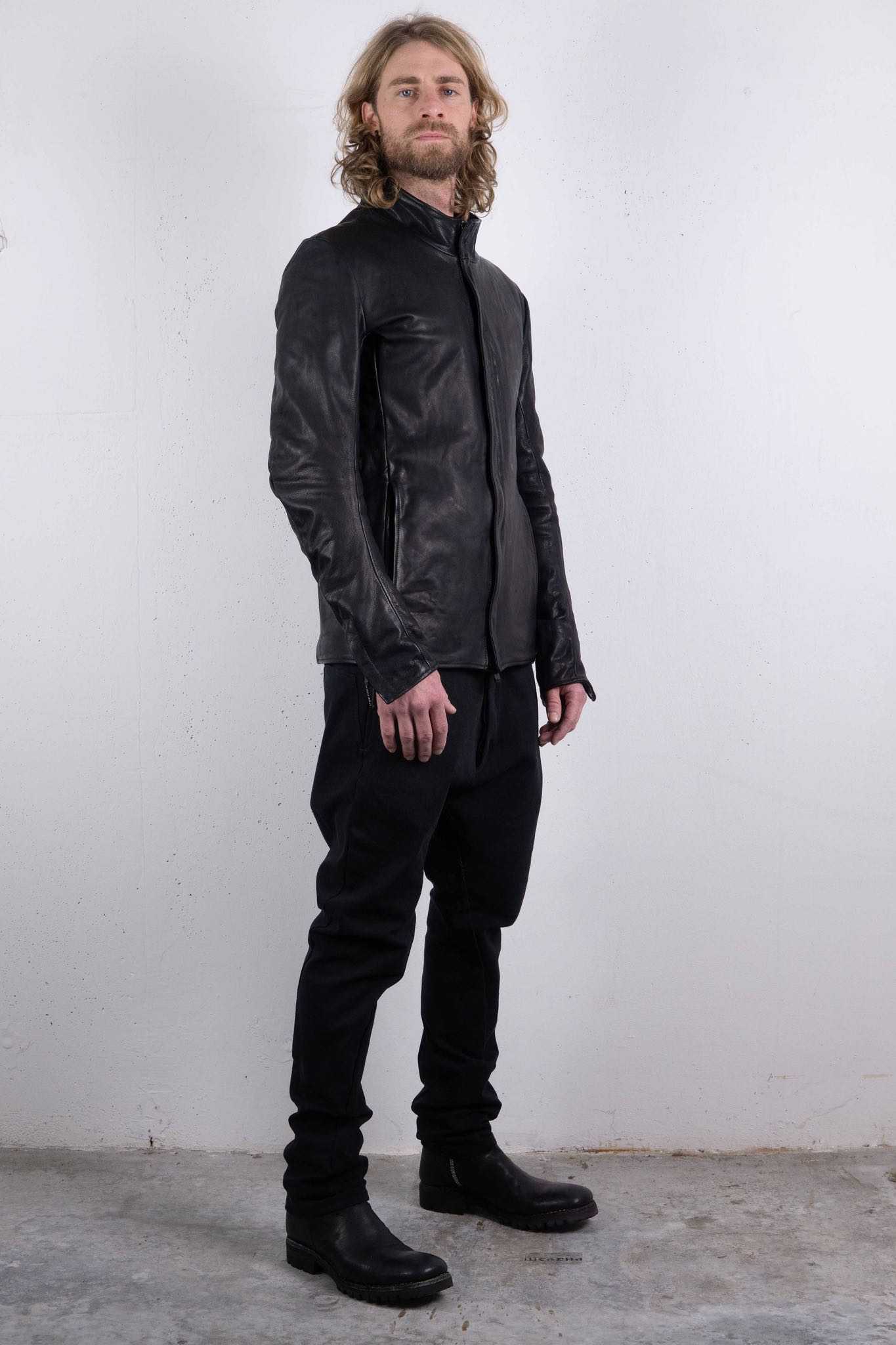 HEAVY WEIGHT BABY CALF LEATHER HI COLLAR ZIP BLOUSON JB-5 TYPE 2