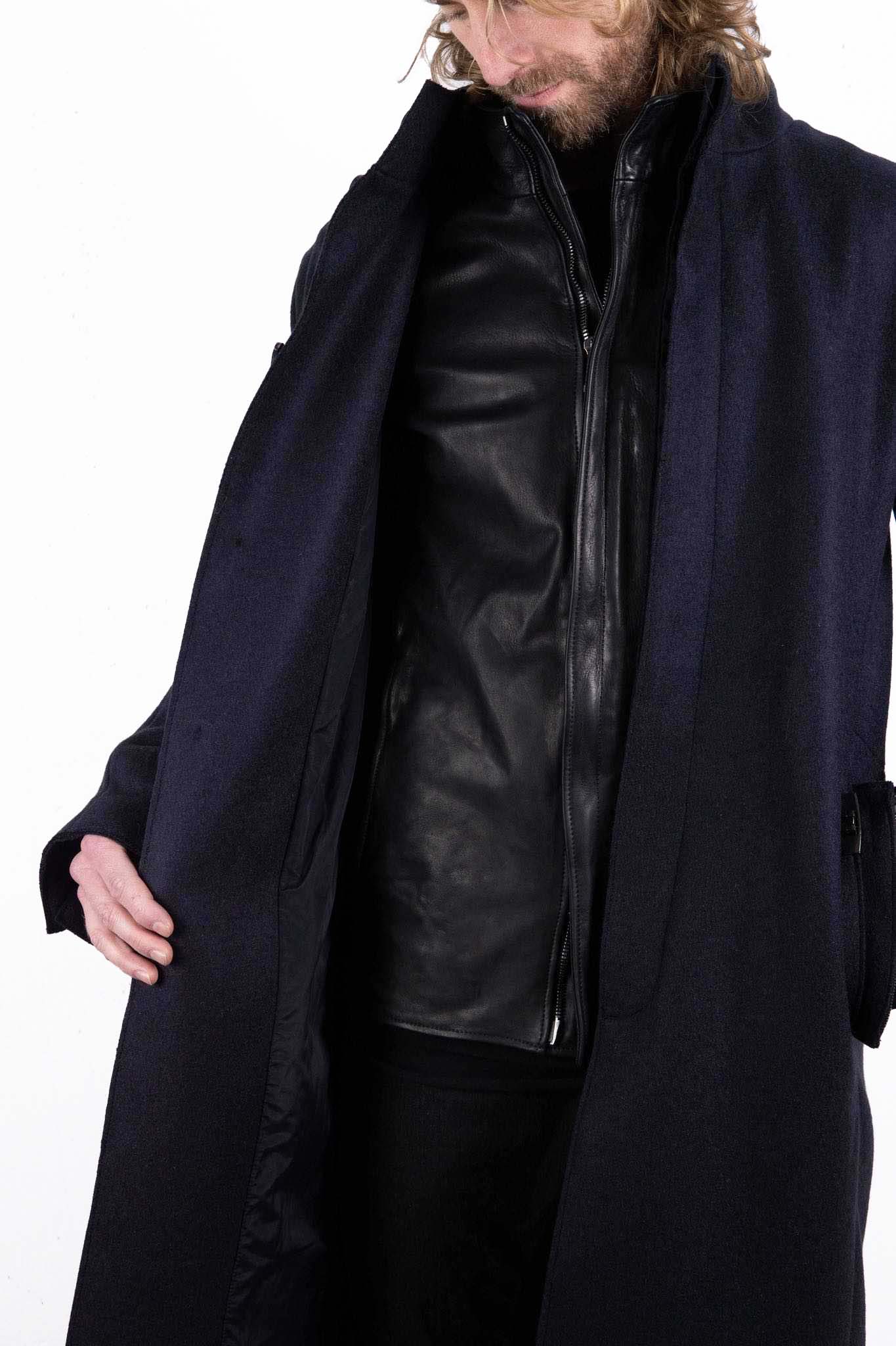 WOOL 100% HI NECK FRY FRONT COAT W/POCKET LINED JCP-2