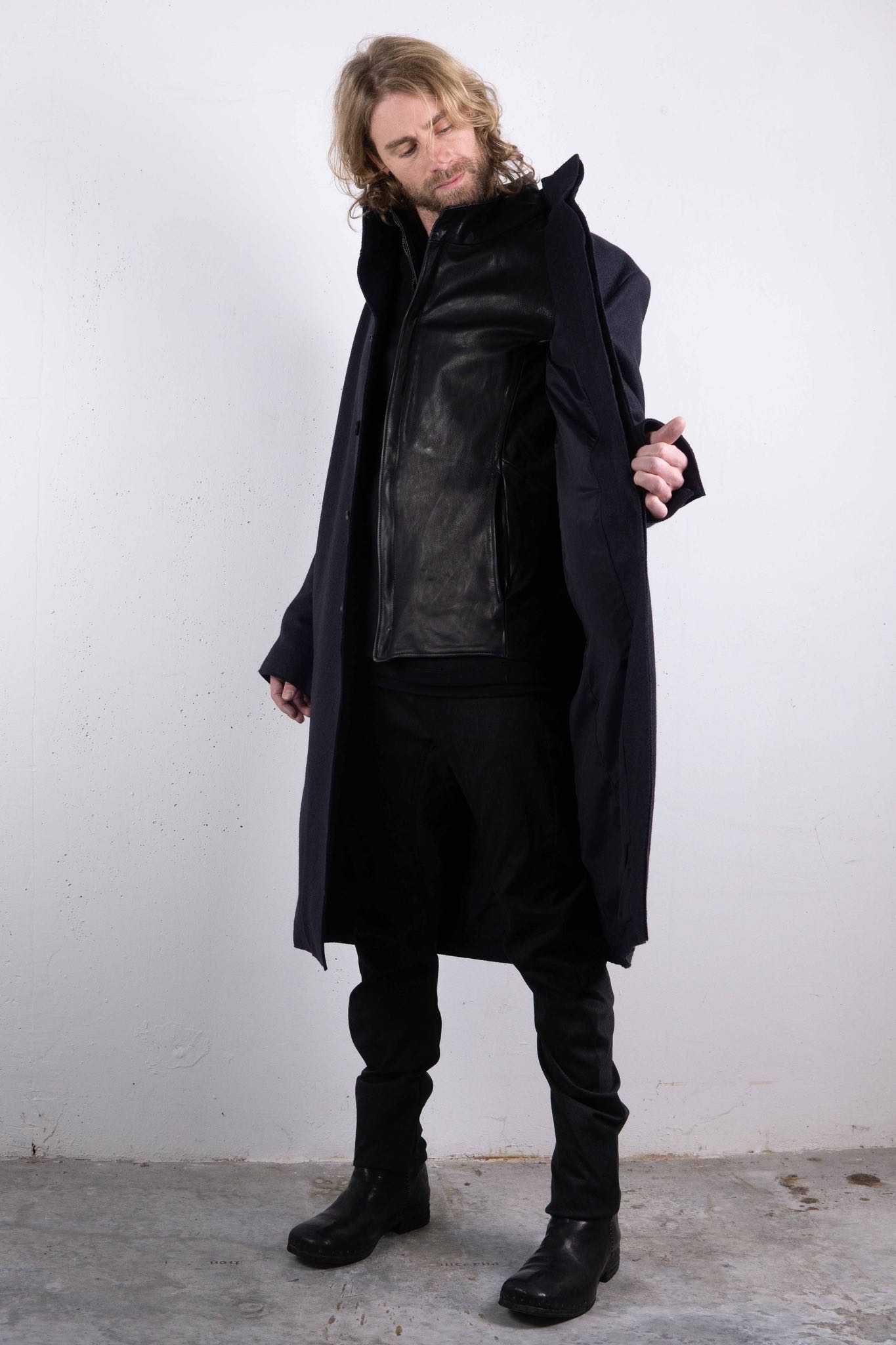 WOOL 100% HI NECK FRY FRONT COAT W/POCKET LINED JCP-2