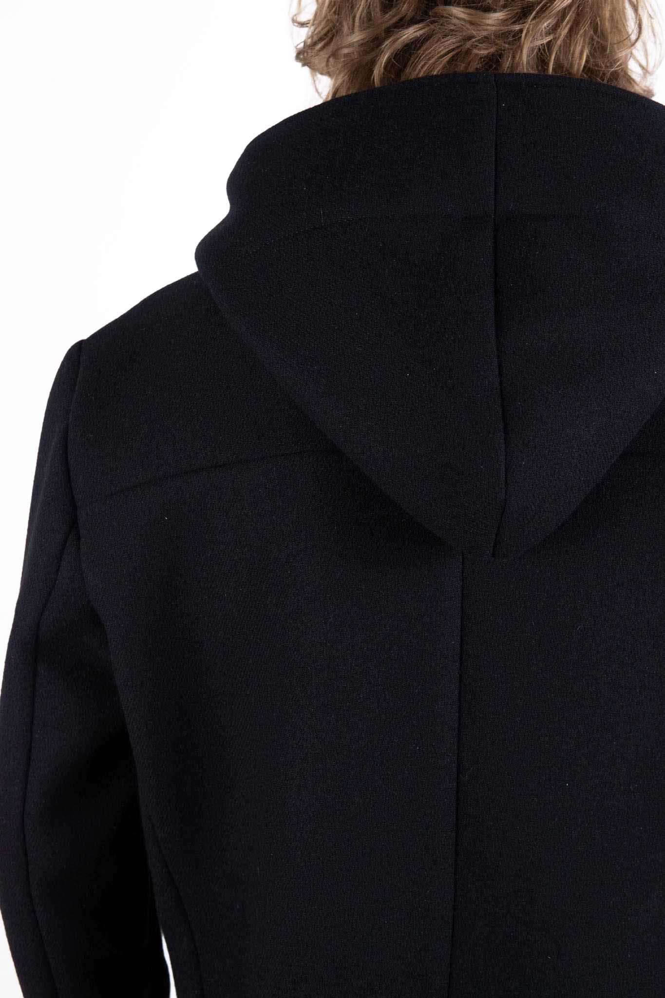 VIRGIN WOOL 100% W/BREAST HOODED BUTTON COAT LINED