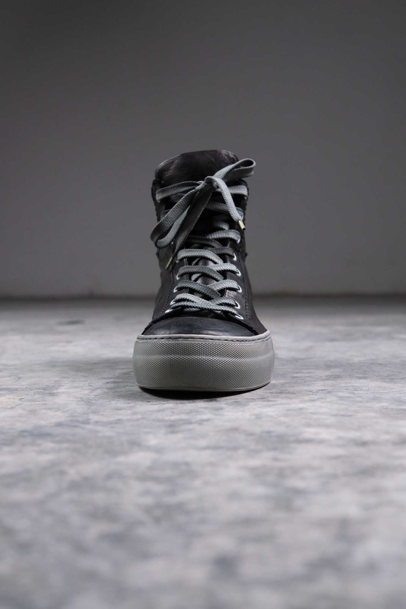 HORSE WHITE LEATHER SNEAKER SS-1H HIGH CUT WHITE HIGH RUBBER SOLES PIECE DYED