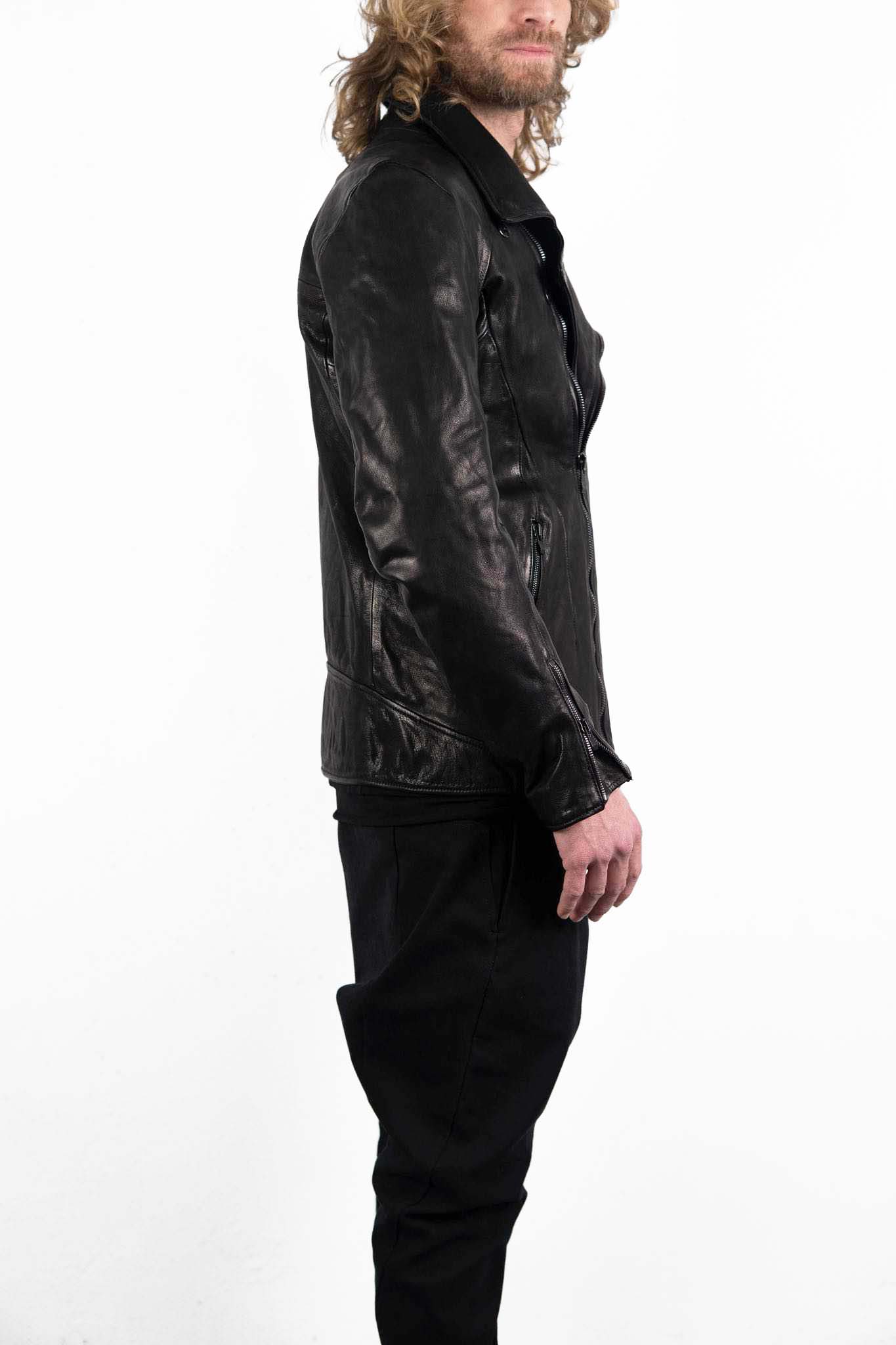 BUFFALO LEATHER DOUBLE BREAST MOTO DARTS SHOULDER BLOUSON LINED JB-3