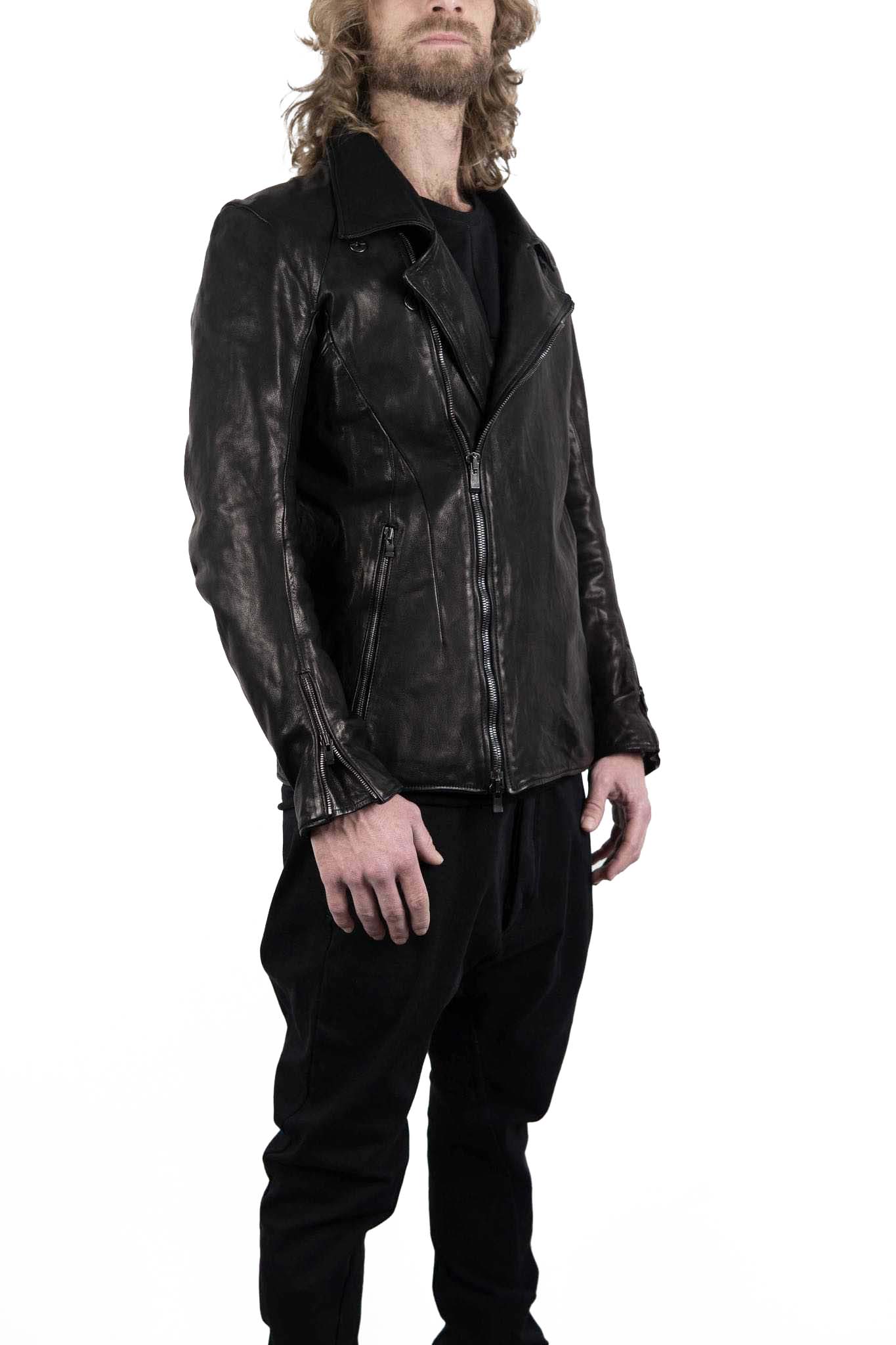 BUFFALO LEATHER DOUBLE BREAST MOTO DARTS SHOULDER BLOUSON LINED JB-3