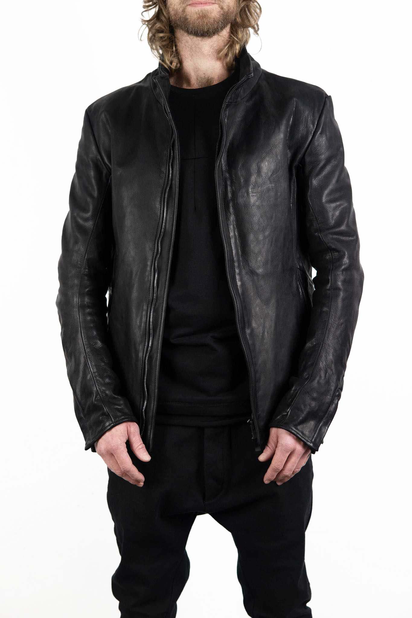 HEAVY WEIGHT BABY CALF LEATHER HI COLLAR ZIP BLOUSON JB-5 TYPE 2