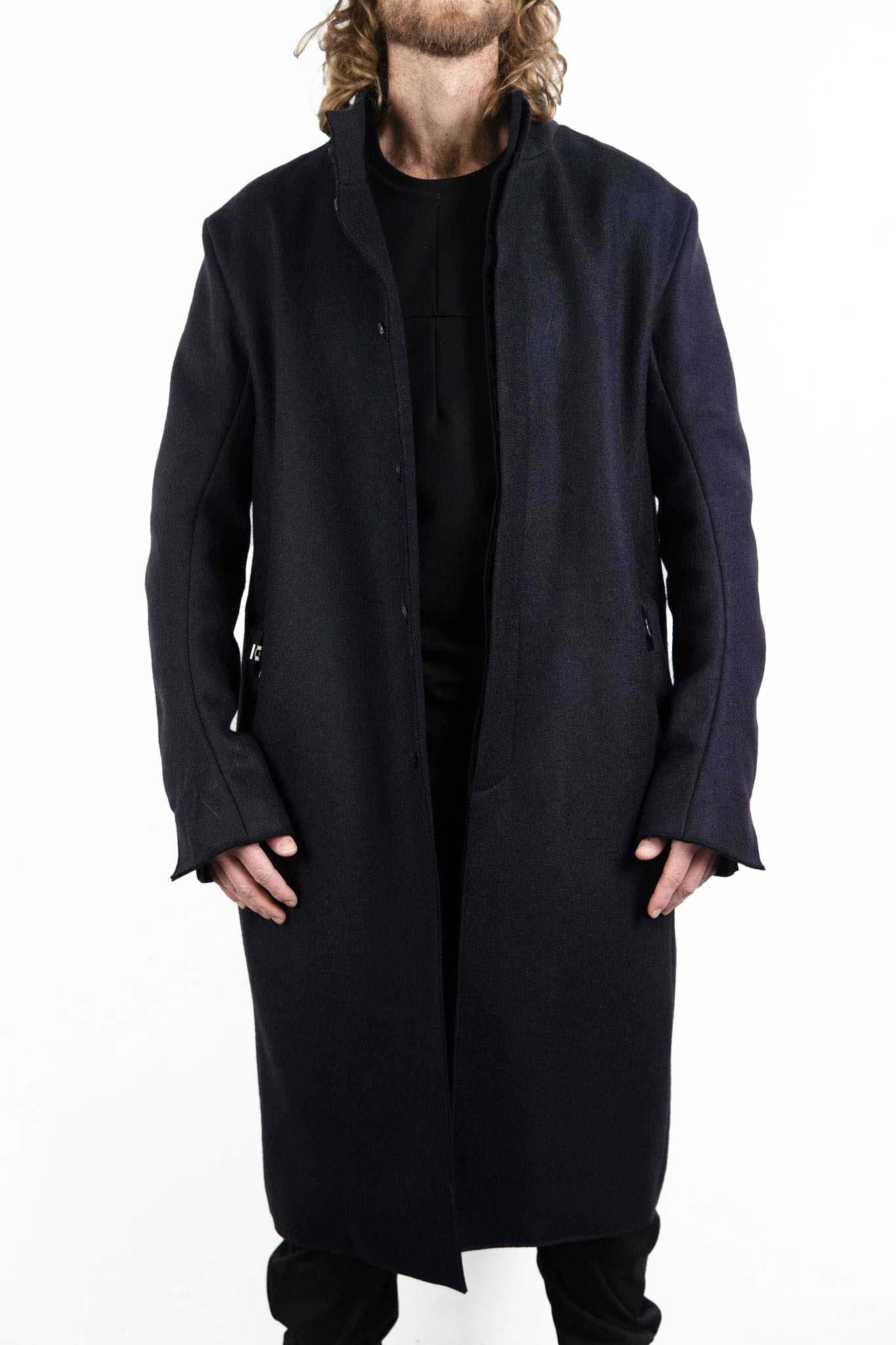 WOOL 100% HI NECK FRY FRONT COAT W/POCKET LINED JCP-2