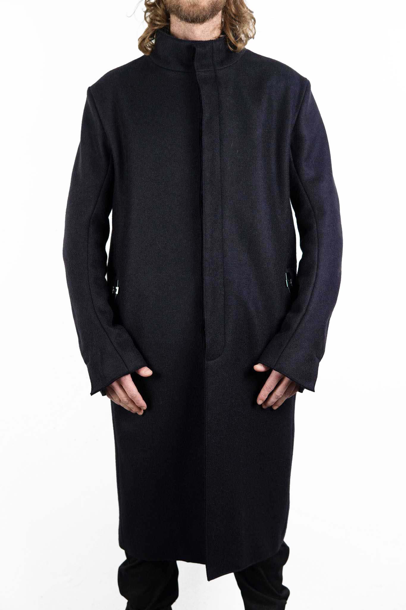 WOOL 100% HI NECK FRY FRONT COAT W/POCKET LINED JCP-2