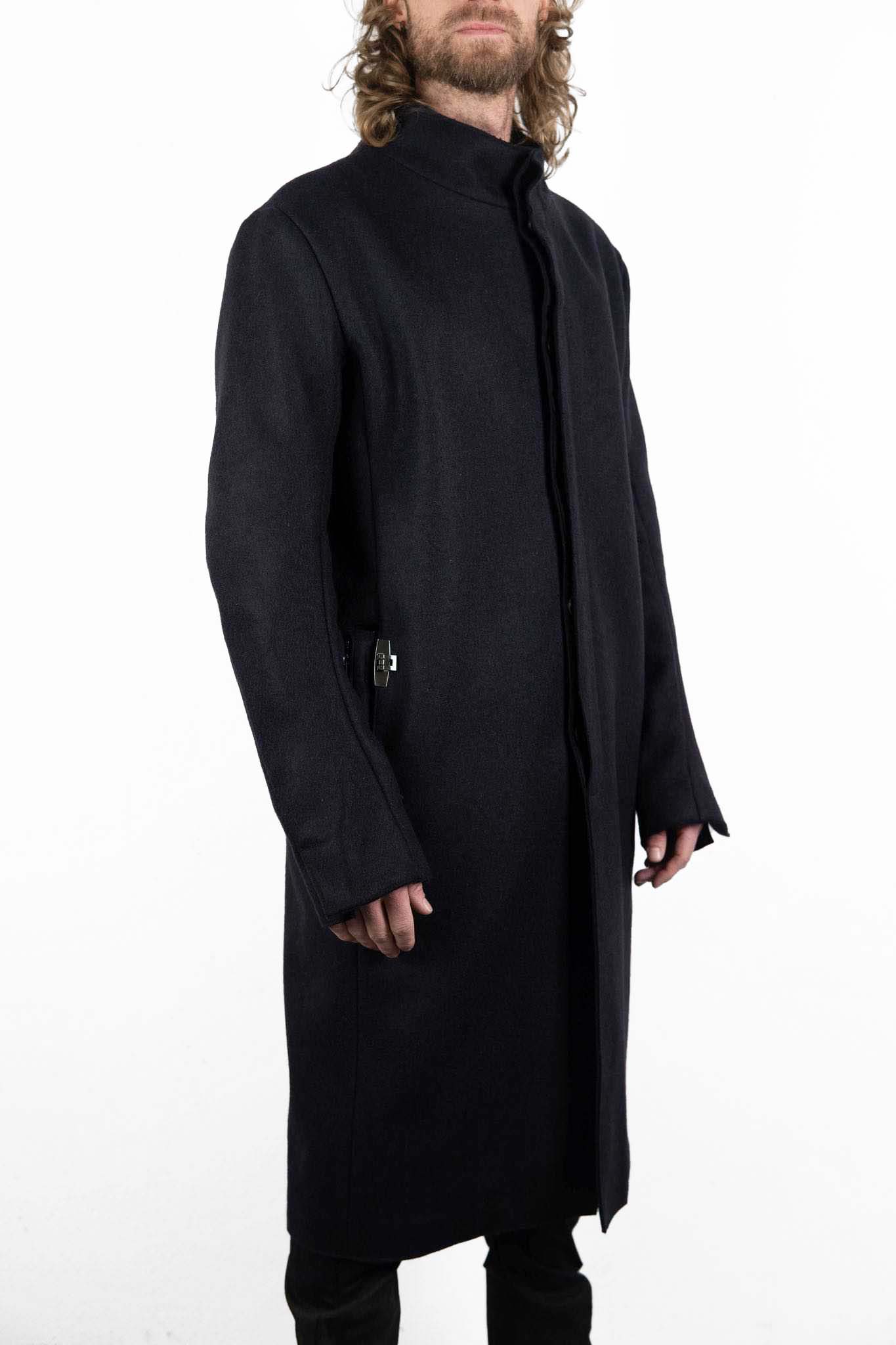 WOOL 100% HI NECK FRY FRONT COAT W/POCKET LINED JCP-2