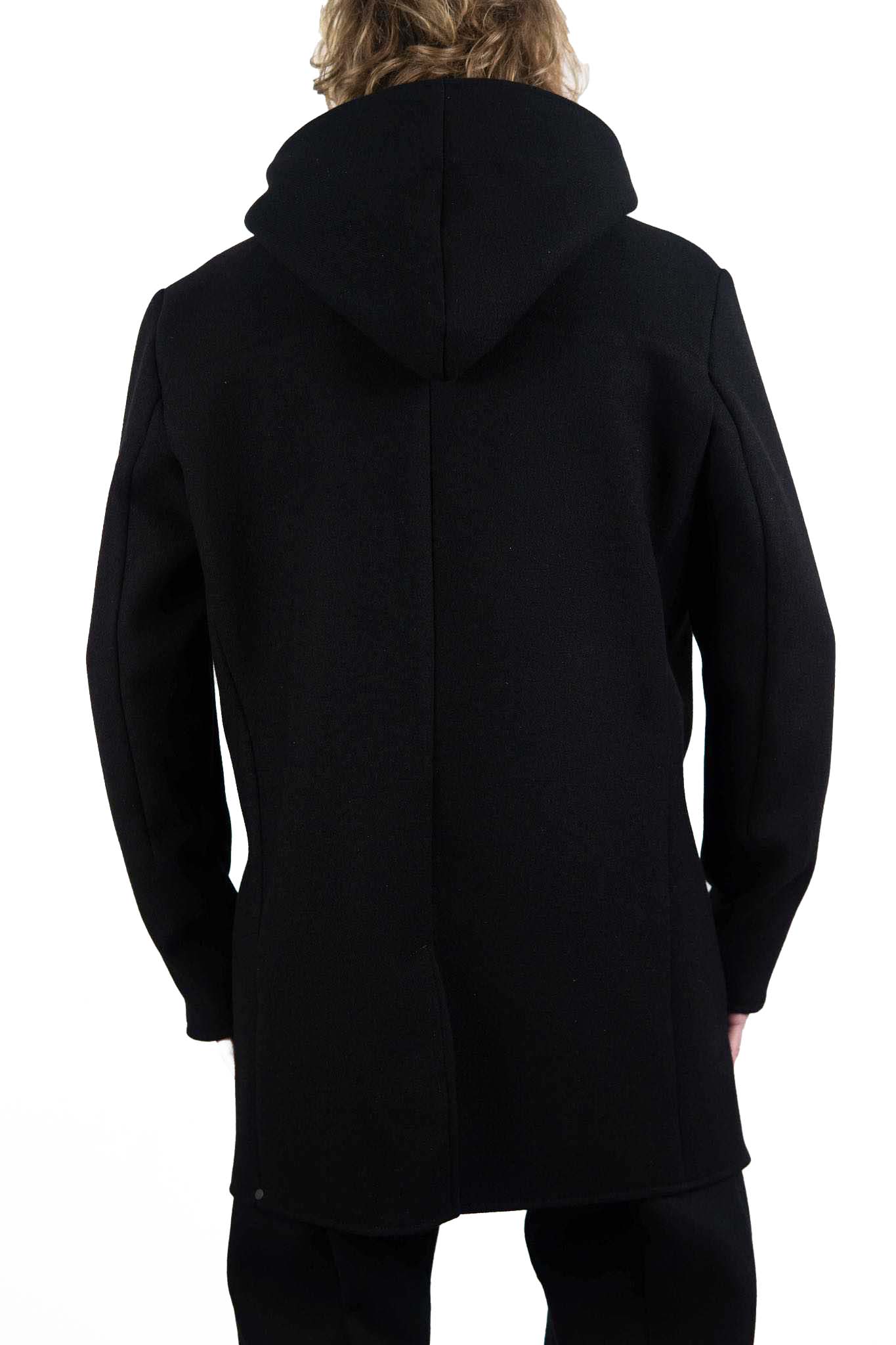 VIRGIN WOOL 100% W/BREAST HOODED BUTTON COAT LINED