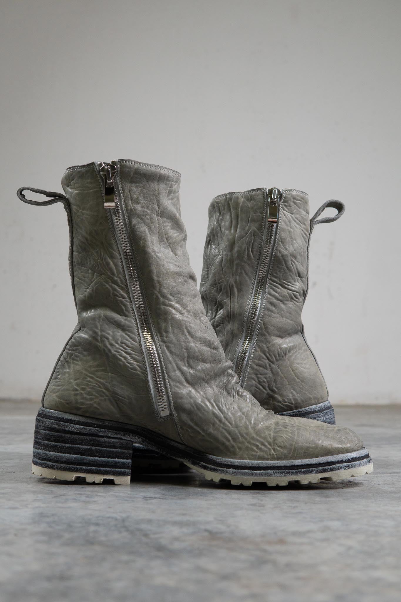 HORSE WHTE RG LEATHER SZ-1L SIDE ZIP LONG LINED #2LEATHER SOLES+VIBRAM  PIECE DYED