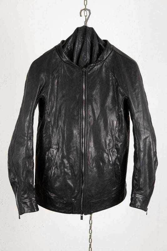 CALF SHOULDER LEATHER ZIP FRONT BLOUSON LINED　SJ-1