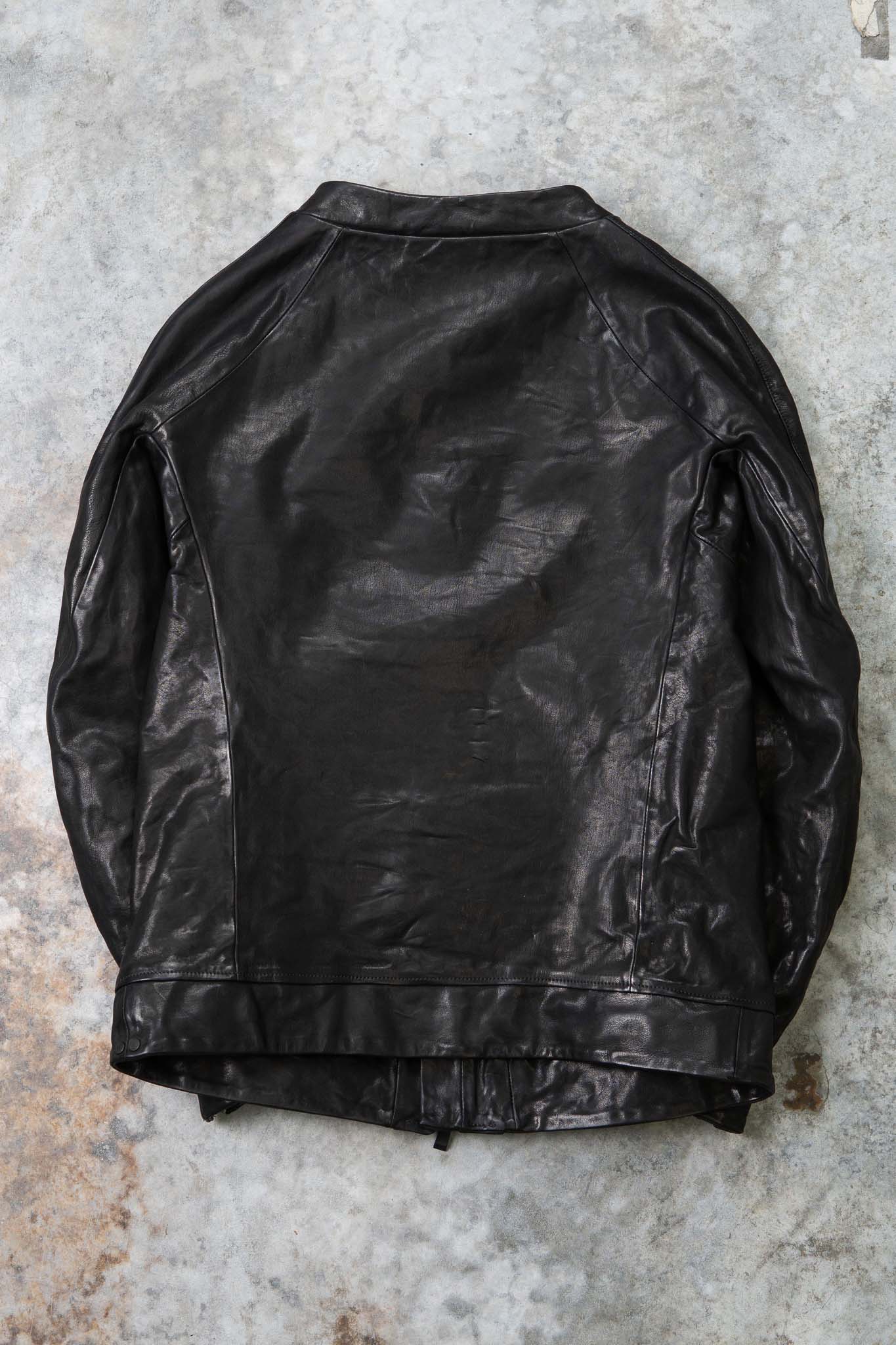 CALF SHOULDER LEATHER ZIP FRONT BLOUSON LINED　SJ-1
