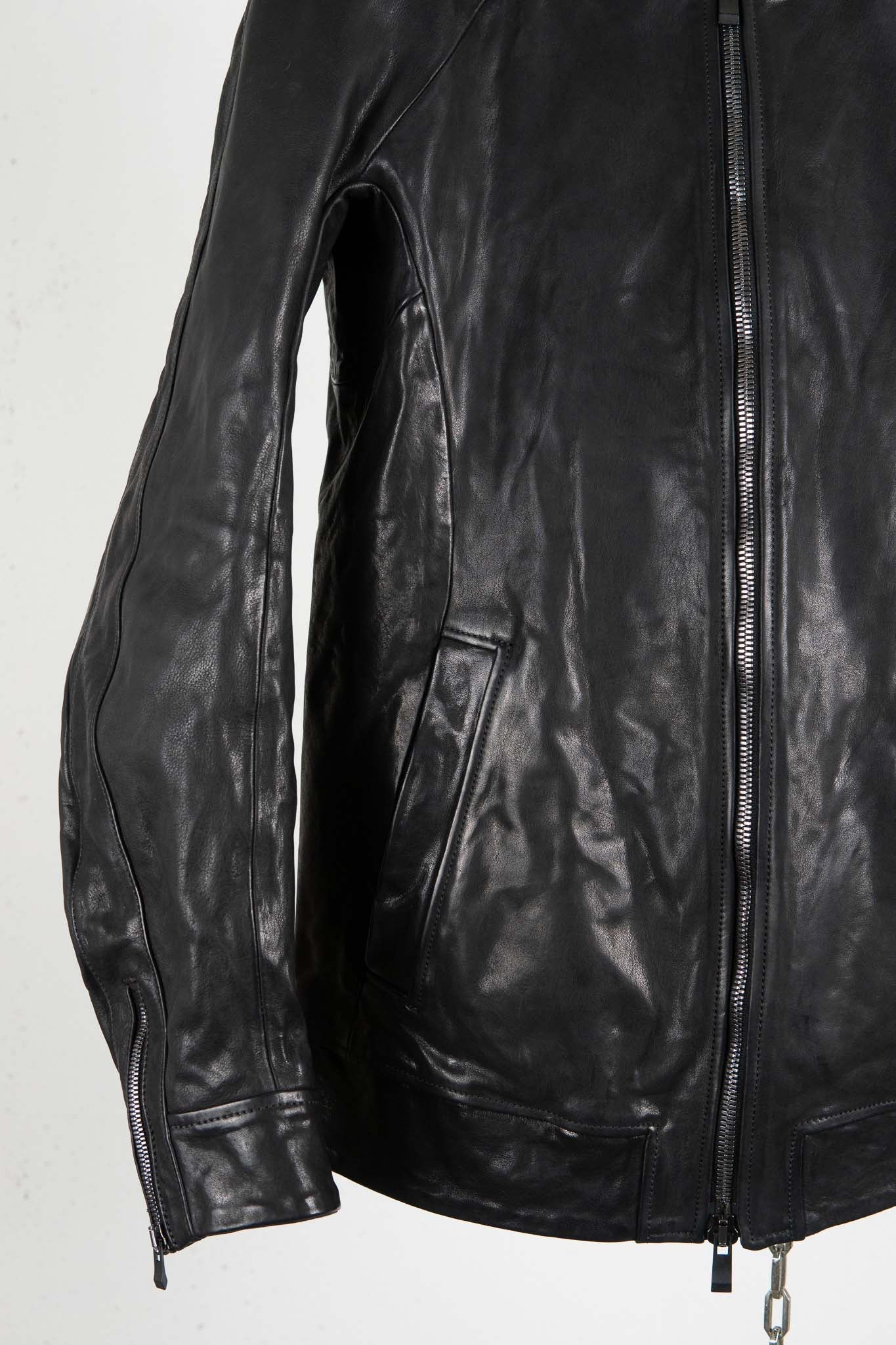 CALF SHOULDER LEATHER ZIP FRONT BLOUSON LINED　SJ-1