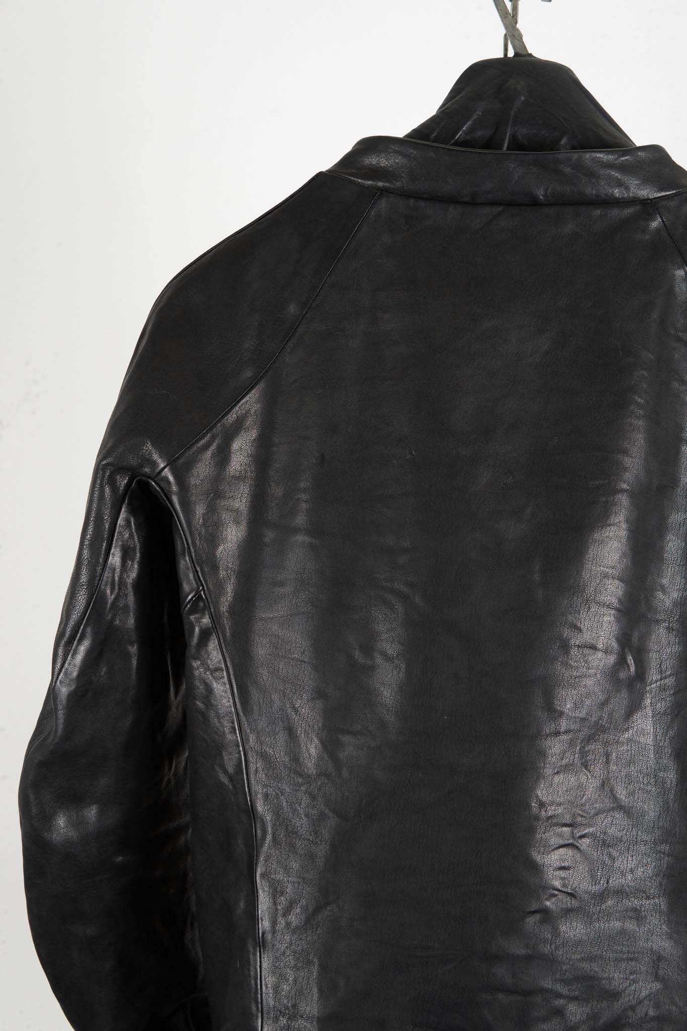 CALF SHOULDER LEATHER ZIP FRONT BLOUSON LINED　SJ-1