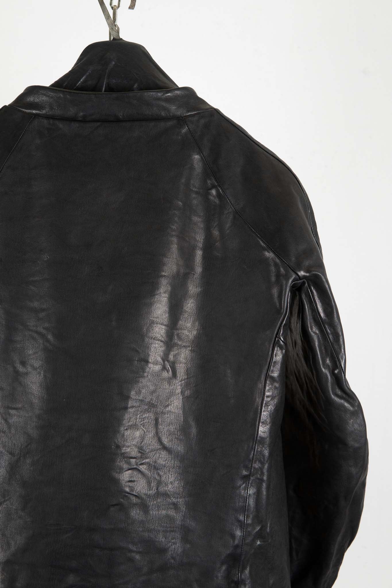 CALF SHOULDER LEATHER ZIP FRONT BLOUSON LINED　SJ-1