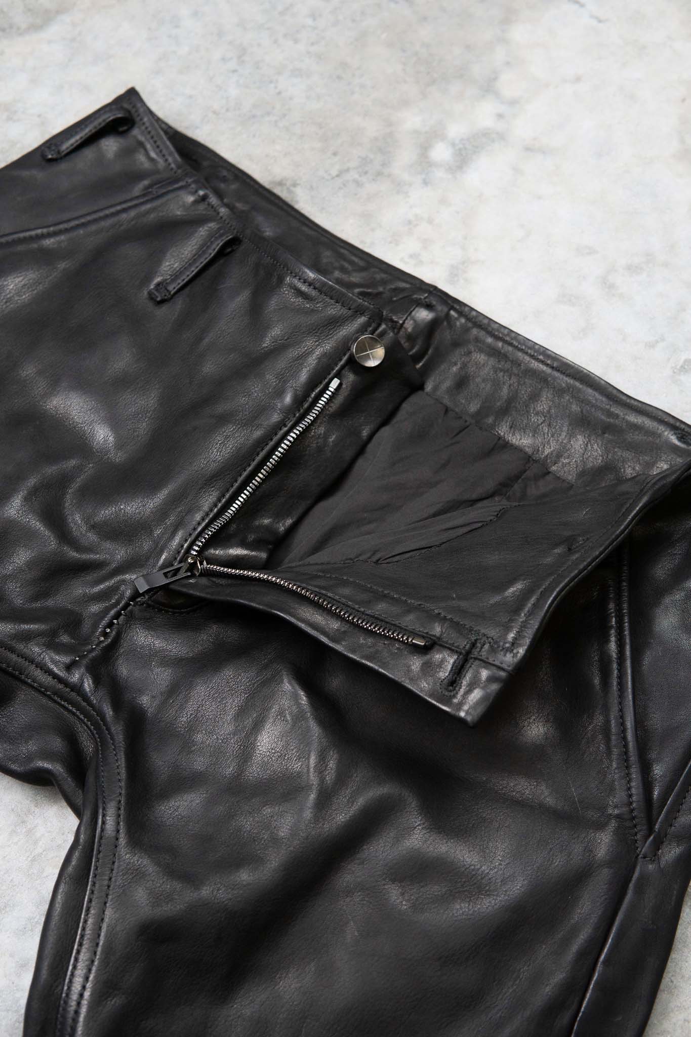 CALF  LEATHER PANTS PMTP-1 HALF LINED