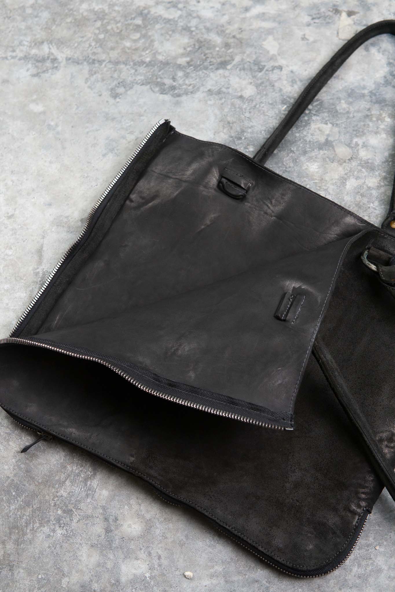 HORSE BUTT LEATHER BAG TOTO WB-2 UNLINED  WITH MEDIUM PURSE AND GLASSES CASE PIECE DYED