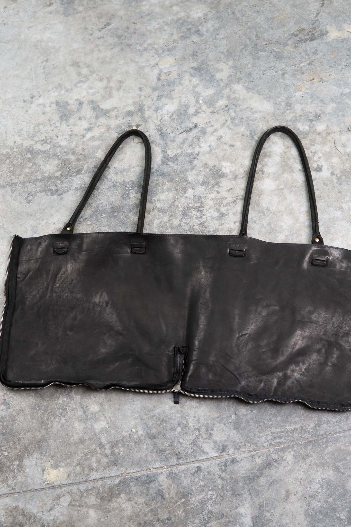 HORSE BUTT LEATHER BAG TOTO WB-2 UNLINED  WITH MEDIUM PURSE AND GLASSES CASE PIECE DYED
