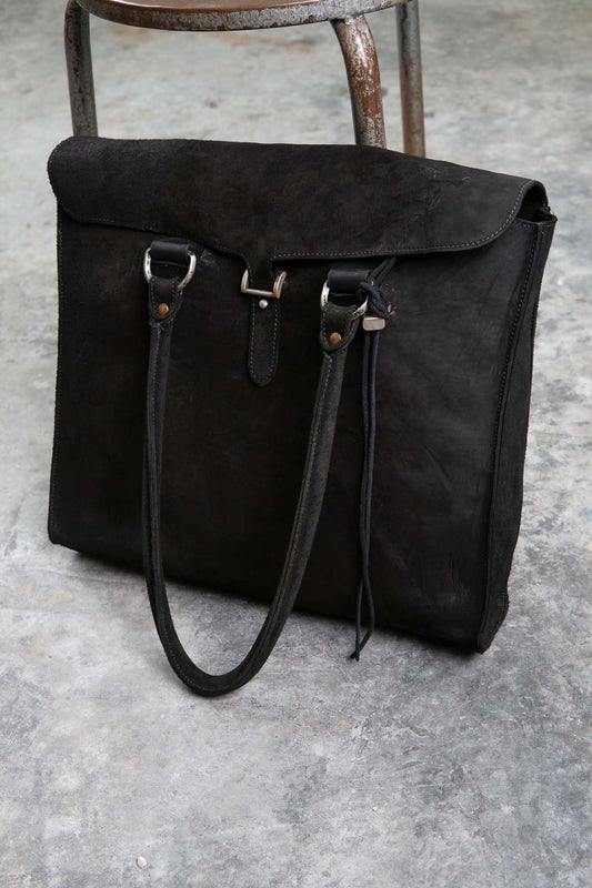 HORSE BUTT LEATHER BAG TOTO WB-3 UNLINED WITH MEDIUM PURSE PIECE DYED