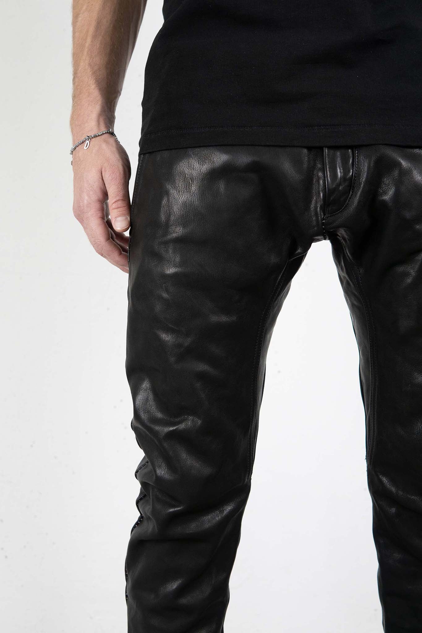 CALF  LEATHER PANTS PMTP-1 HALF LINED