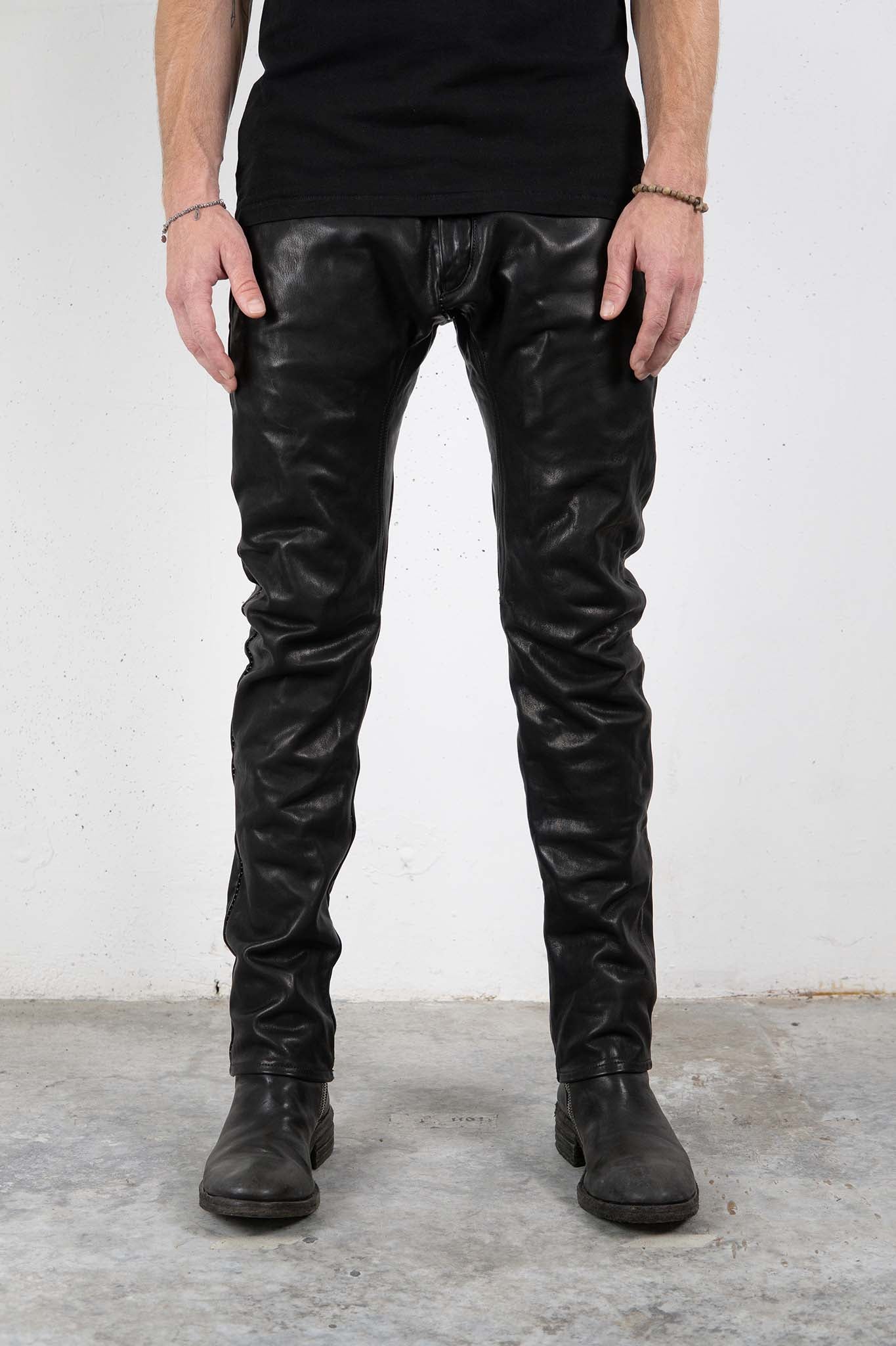CALF  LEATHER PANTS PMTP-1 HALF LINED